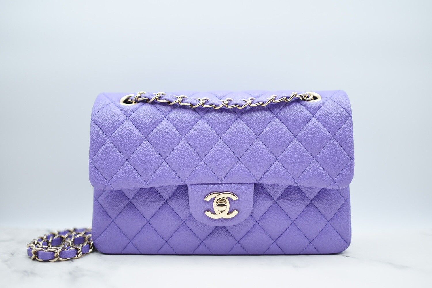 Chanel Classic Small Double Flap, 20S Purple Caviar Leather, Gold Hardware,  Preowned in Box GA001