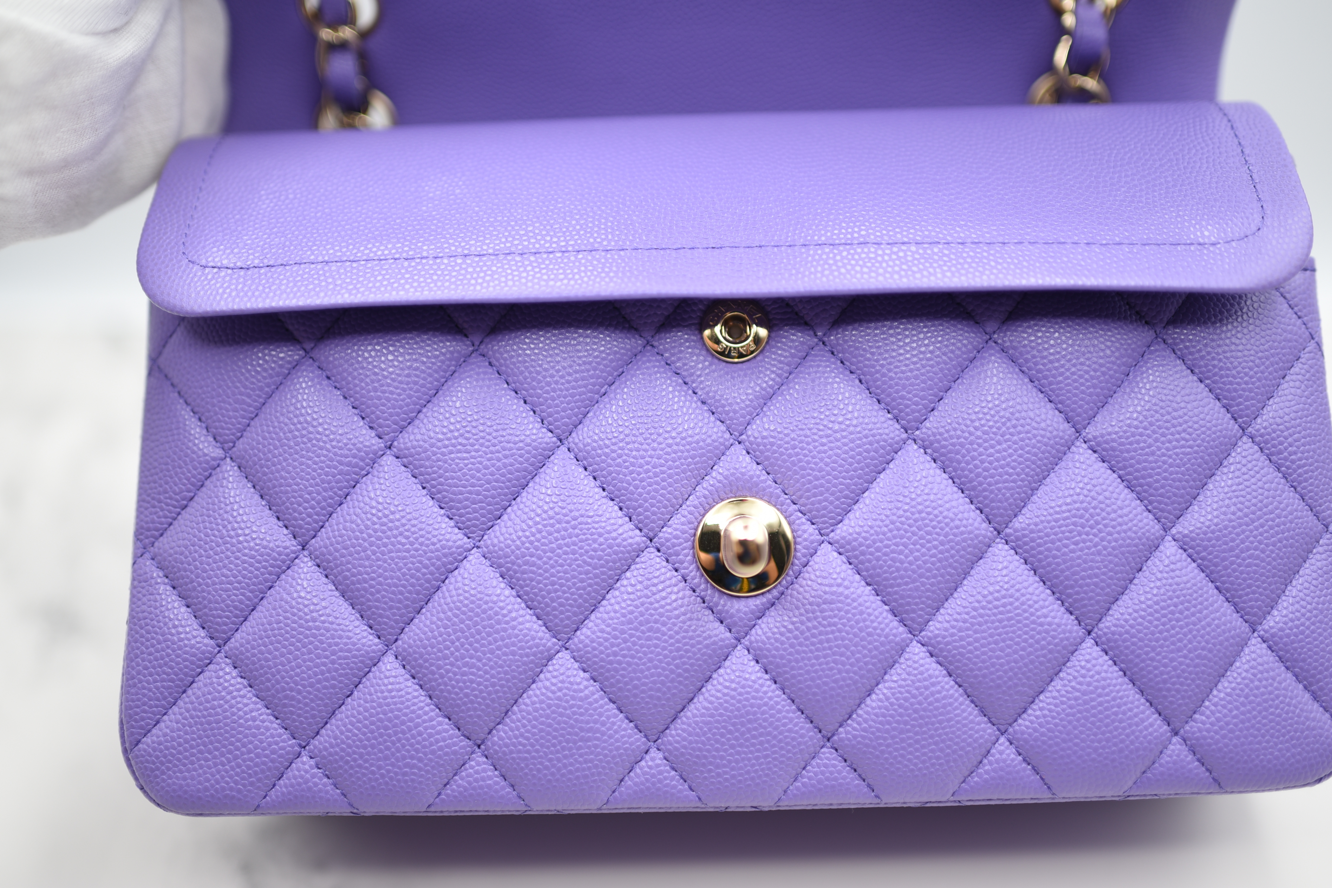 Chanel Classic Small Double Flap, 20S Purple Caviar Leather, Gold