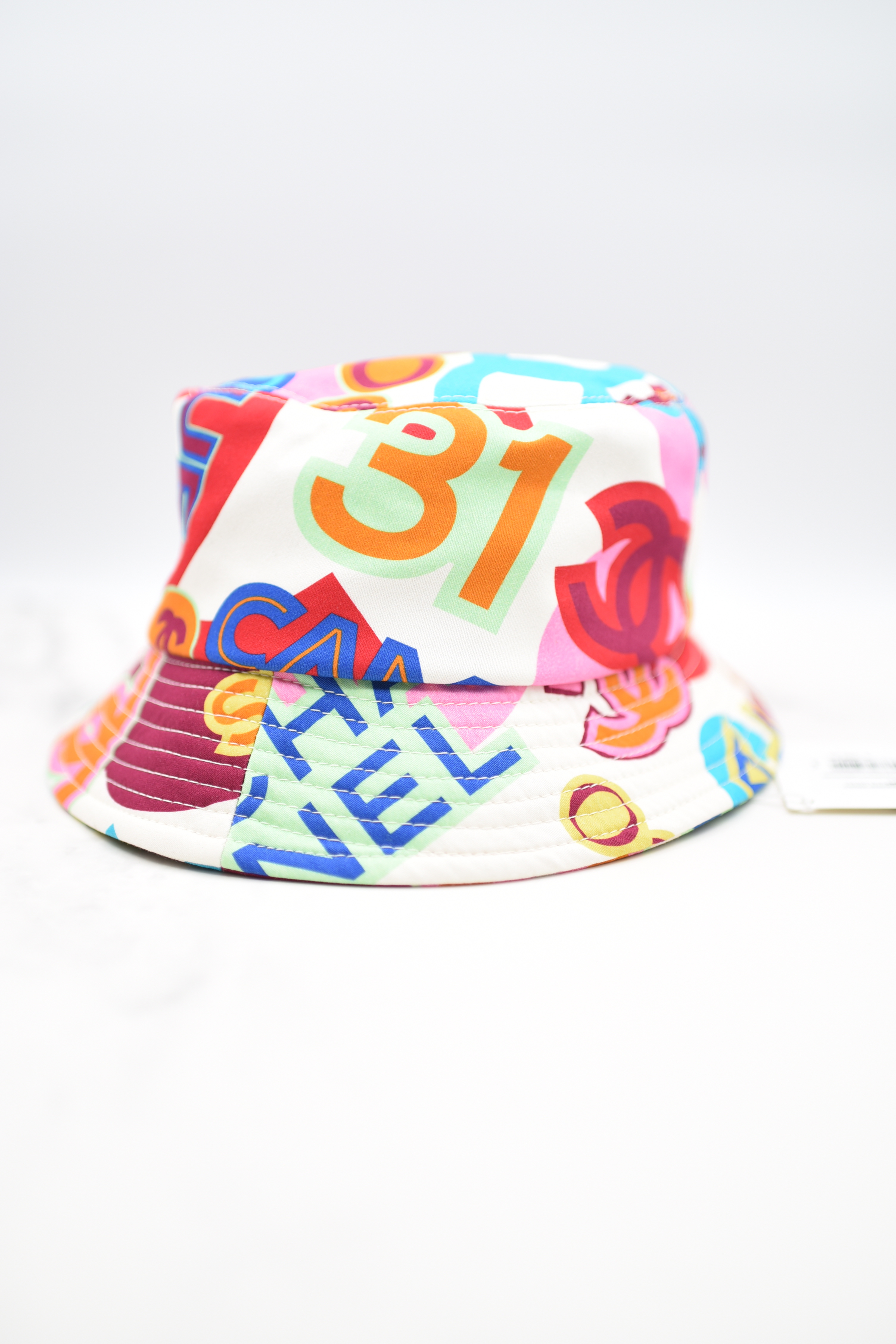 Chanel Bucket Hat, Multi-color Print with Sequin CC, Size Small, New GA001  - Julia Rose Boston