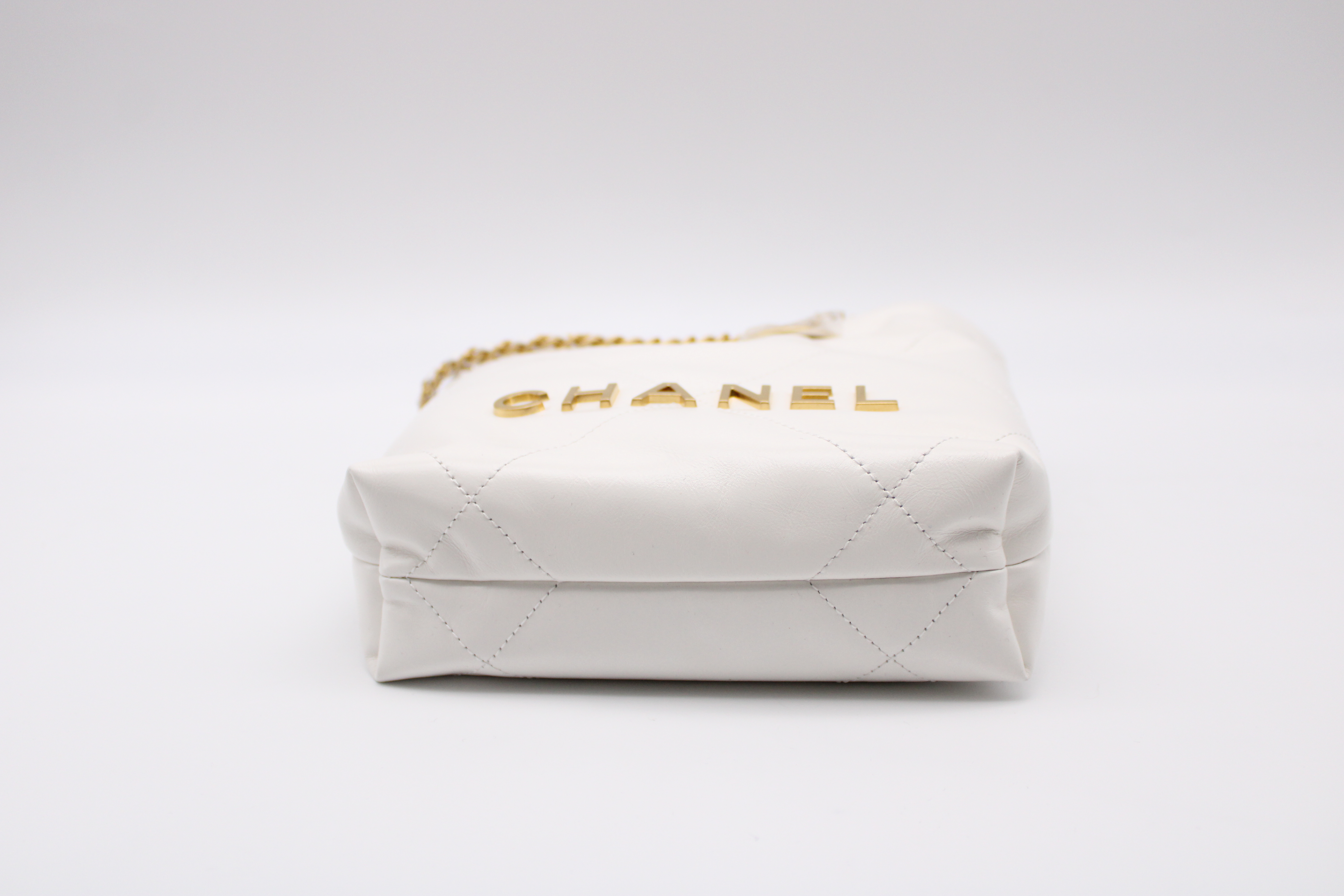Chanel Small 22 Bag White Calfskin Gold Hardware