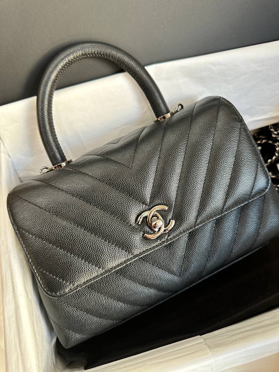 Chanel Coco Handle Mini, Black Caviar Leather with Gold Hardware, Preowned  in Box (Ships from London)