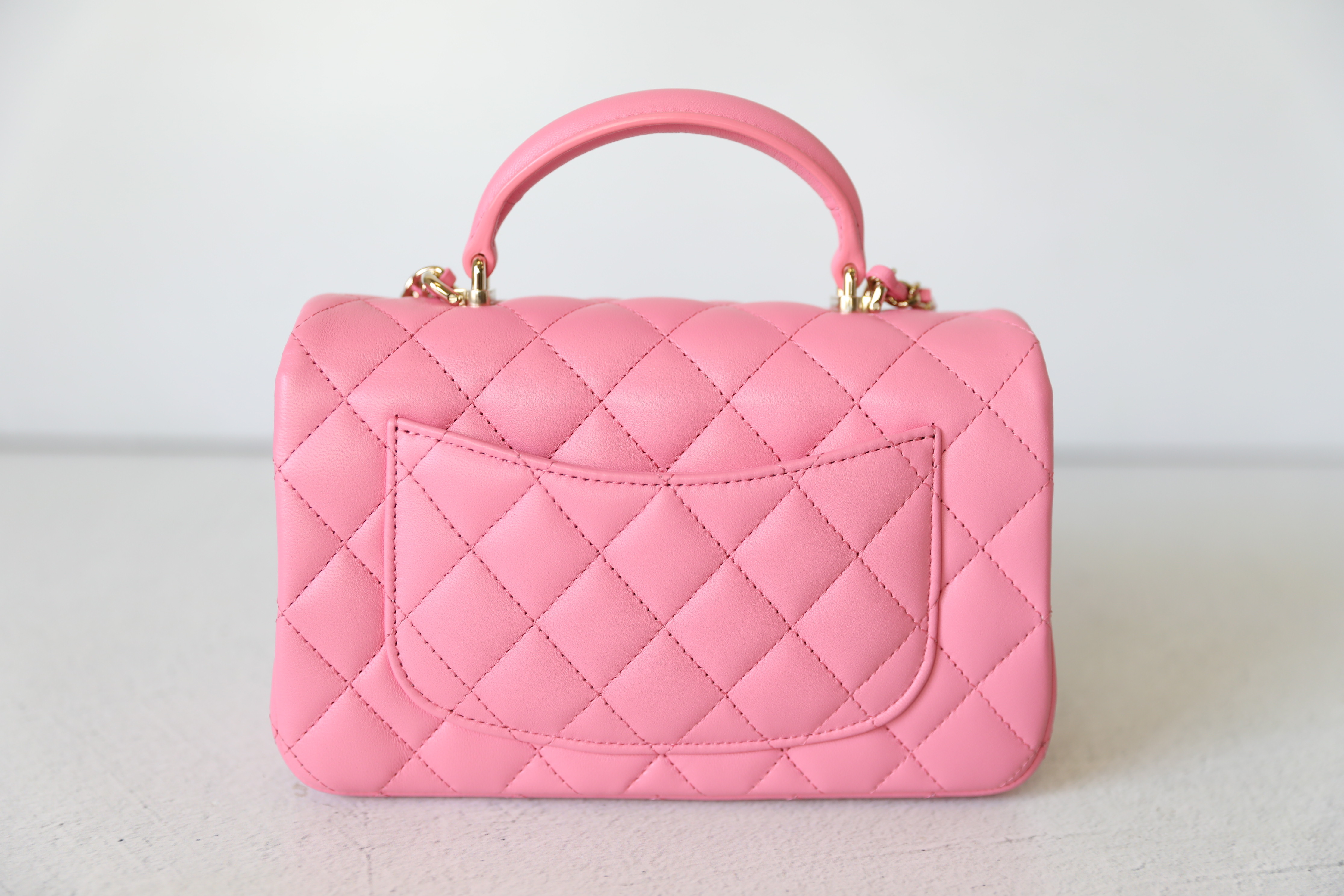Chanel Classic Mini Rectangular Single Flap, Iridescent Pink Calfskin  Leather with Silver Hardware, Preowned in Box WA001