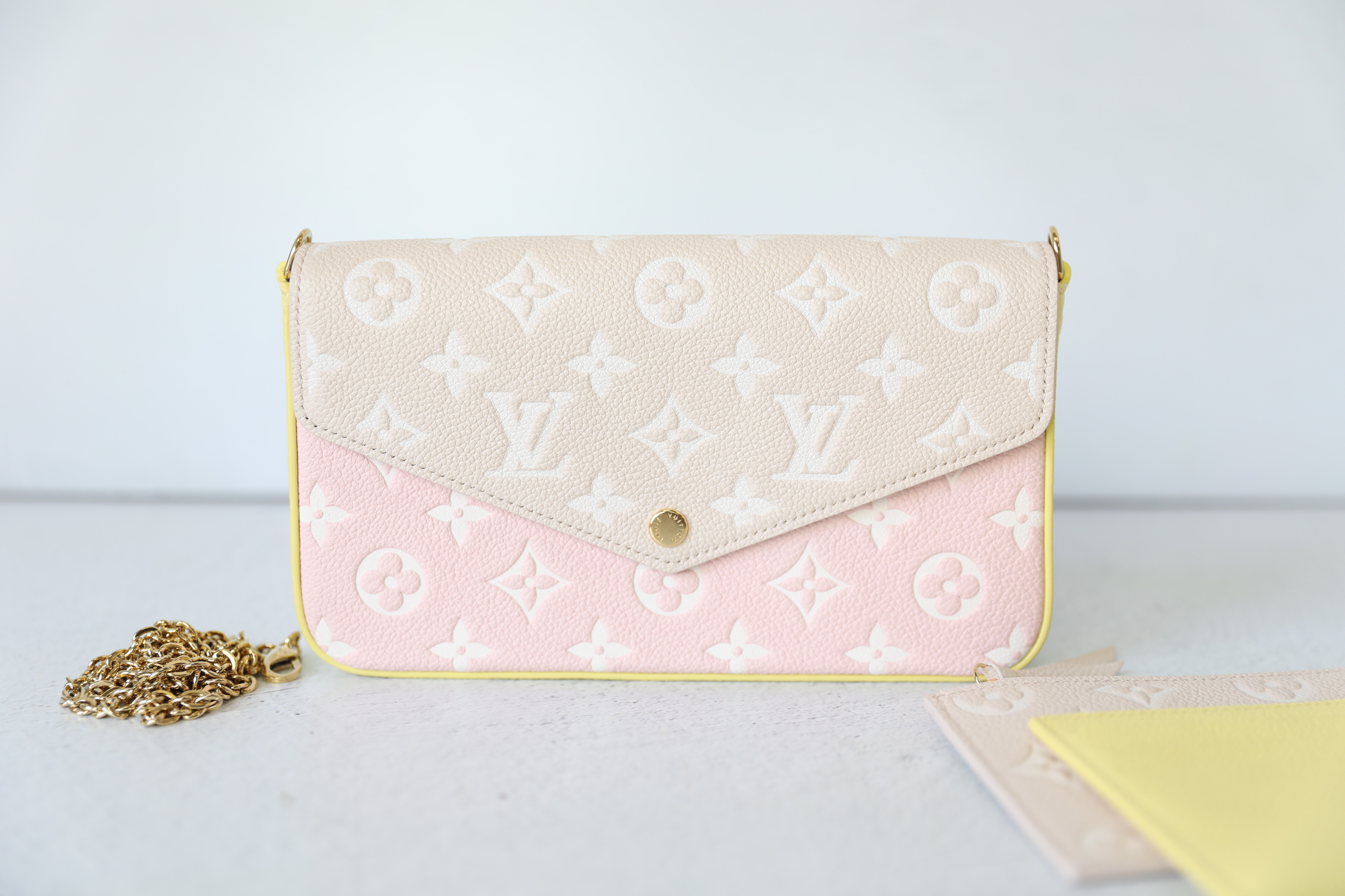 Louis Vuitton Felicie Set, Pink Pastel Empreinte Leather, New in Box WA001