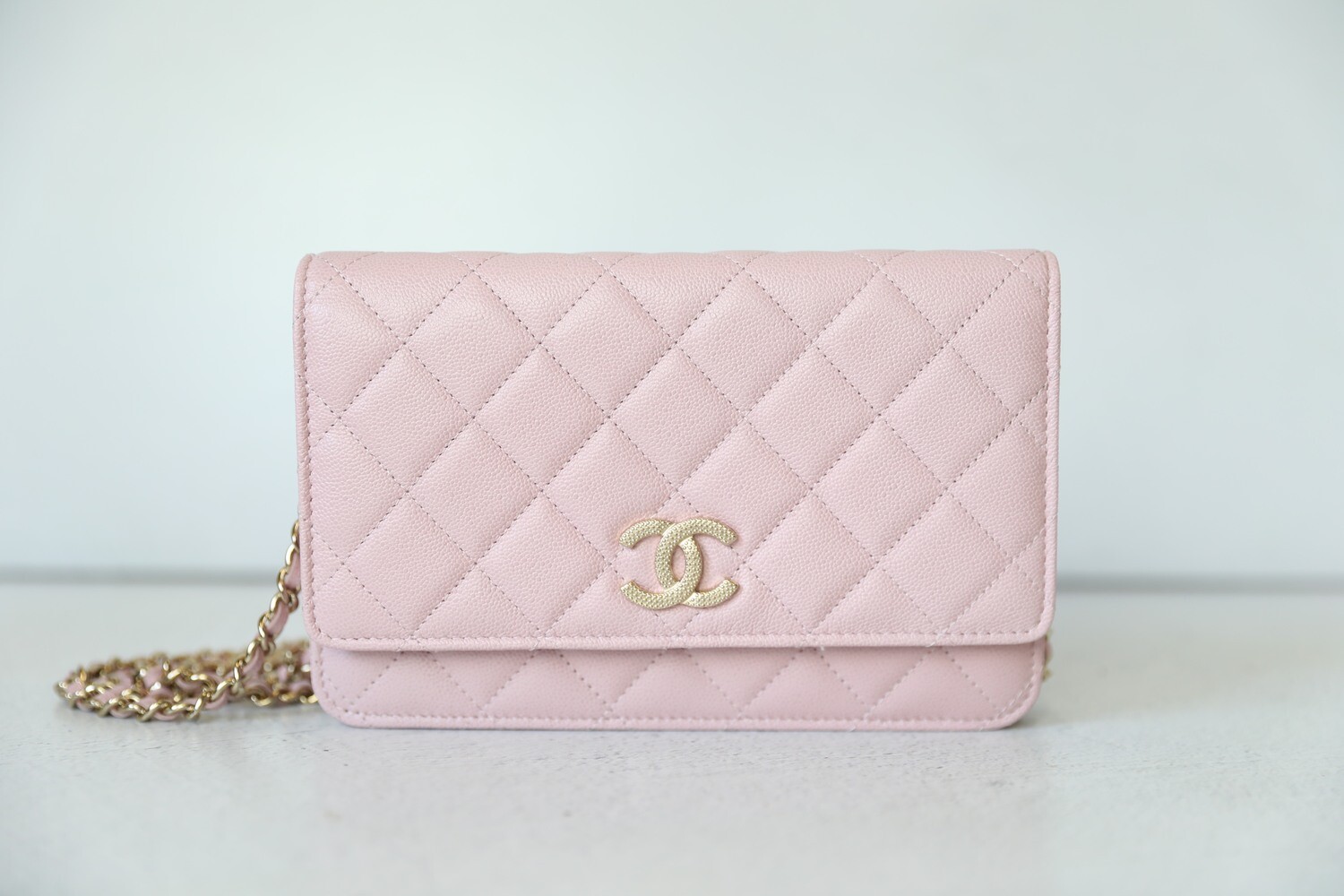 Chanel Wallet on Chain, Pink Caviar with Gold Hardware and Textured CC, New  in Box WA001