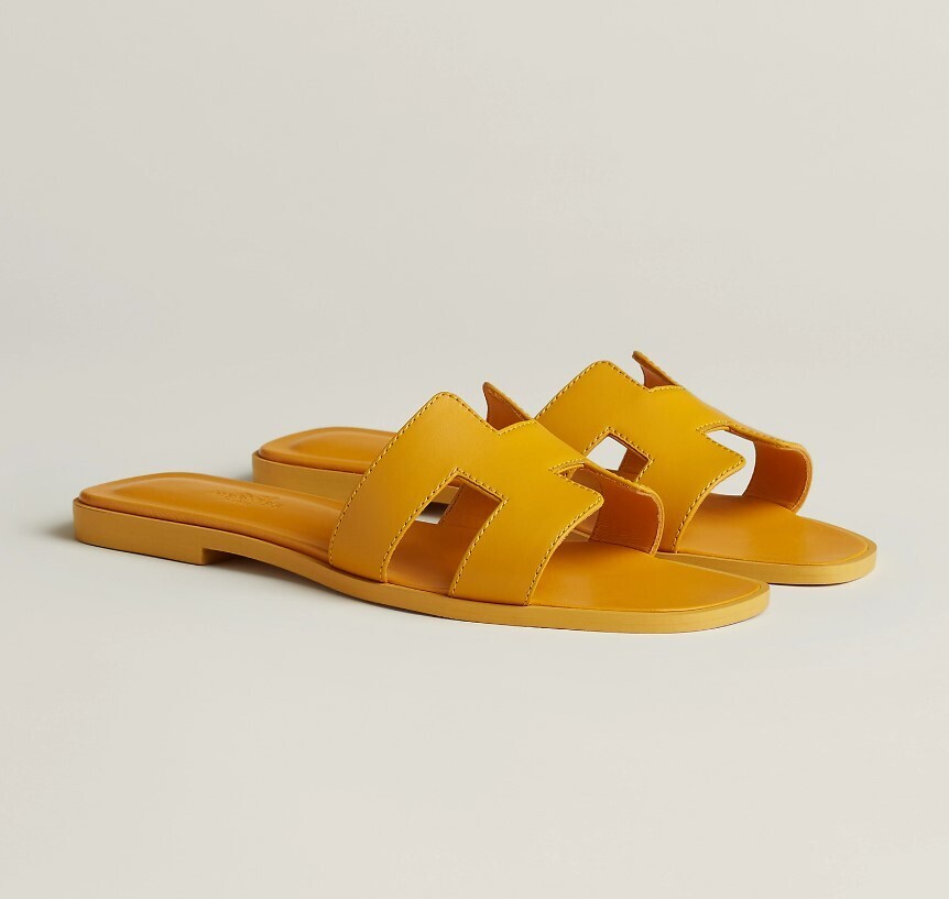 Hermes Oran Slide Sandals, Jaune Topaze, Size 38, New in Box GA003