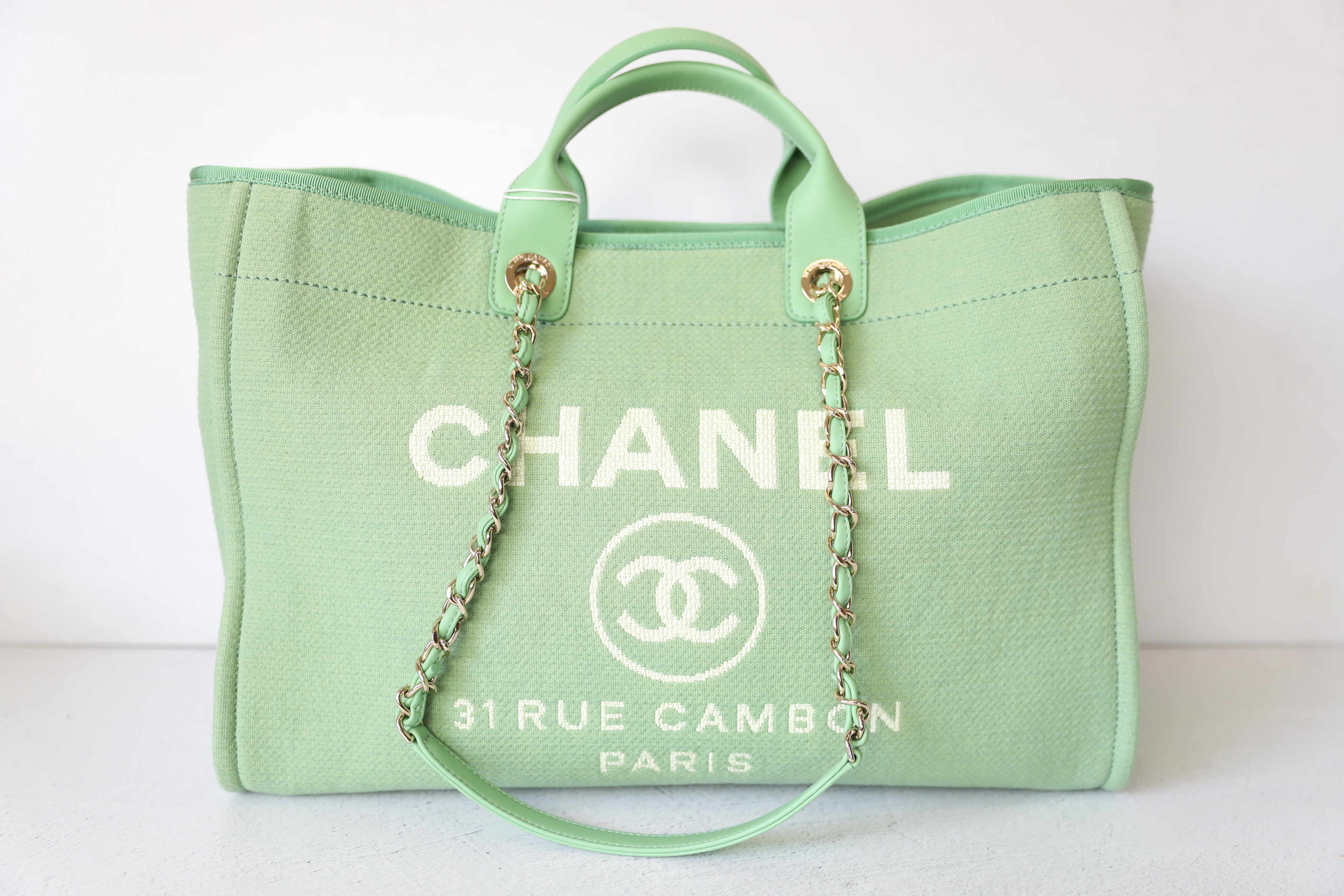 Chanel Deauville X Large, Green Canvas with Silver Hardware, New in Dustbag  WA001 - Julia Rose Boston