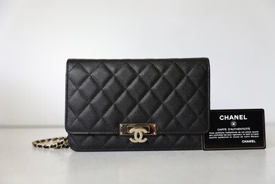 Chanel Wallet on Chain Golden Class, Black Caviar Leather, Gold Hardware, Preowned in Box WA001