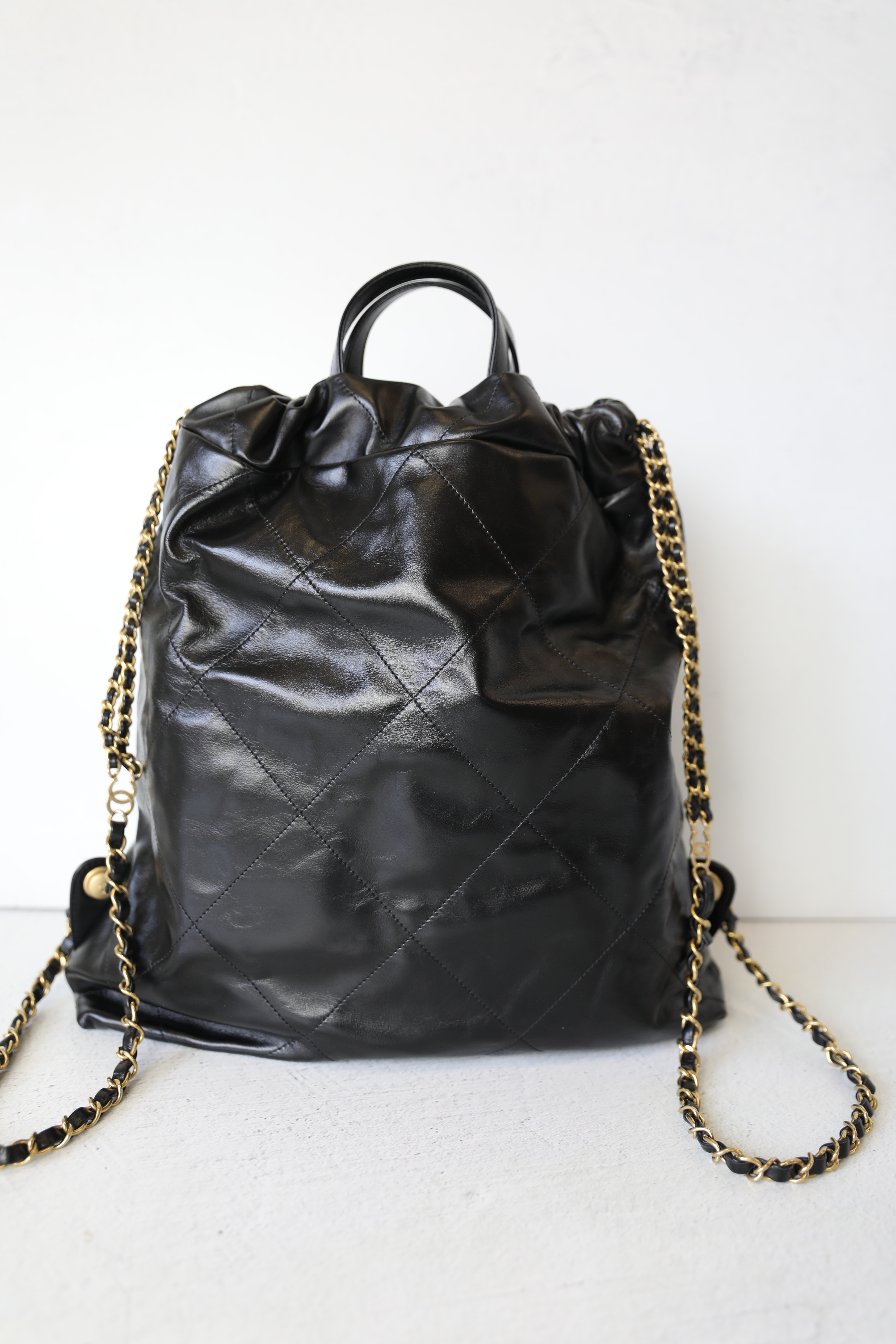 Chanel 22 Tote Backpack Large, Black, Preowned No Dustbag WA001