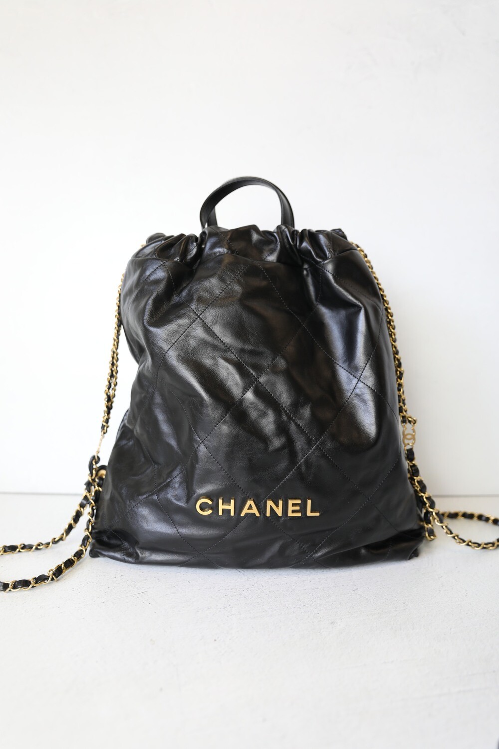 chanel purse backpack black