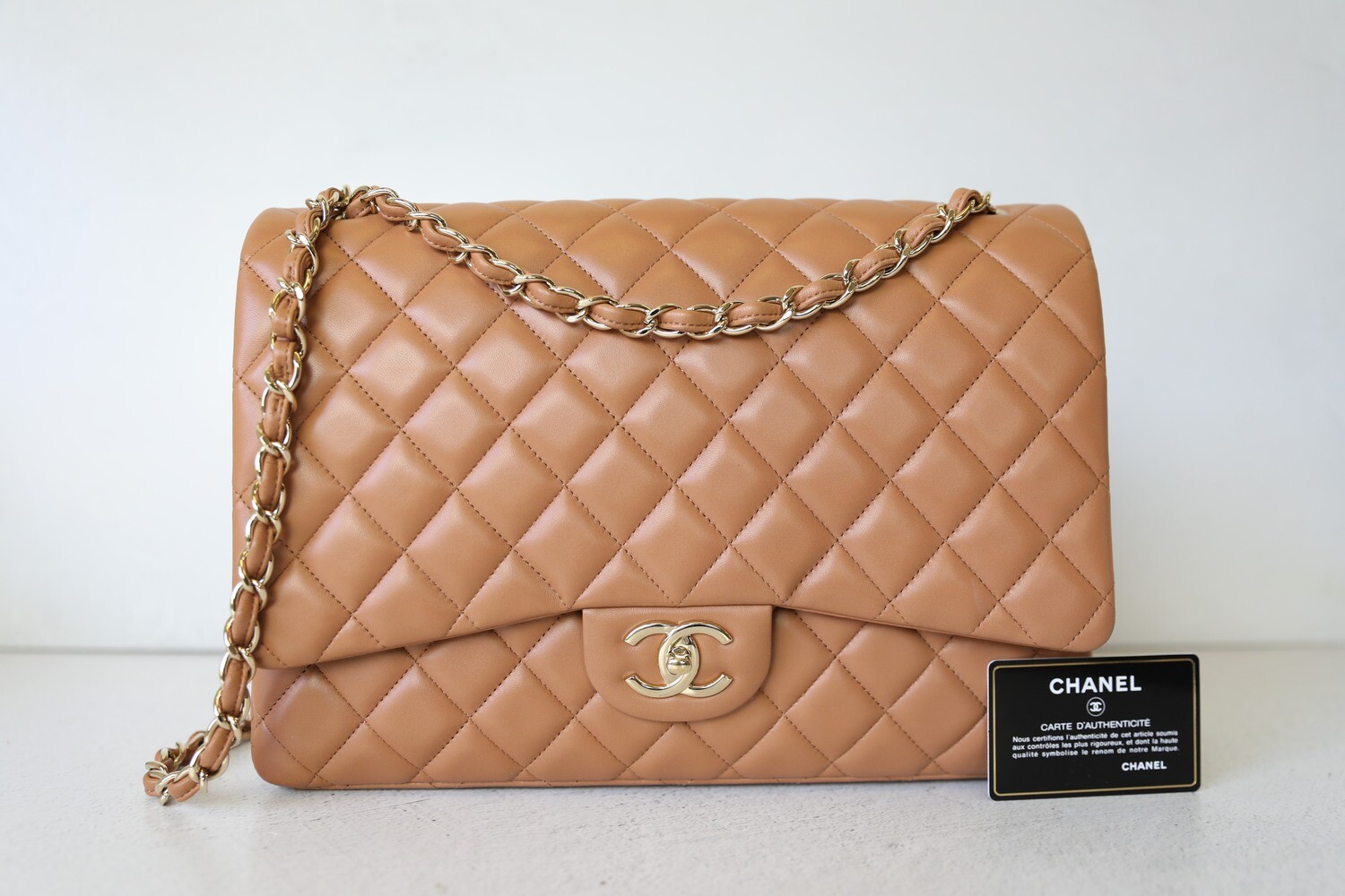 Chanel Classic Double Flap Maxi, Caramel Lambskin with Gold Hardware,  Preowned in Box WA001 - Julia Rose Boston