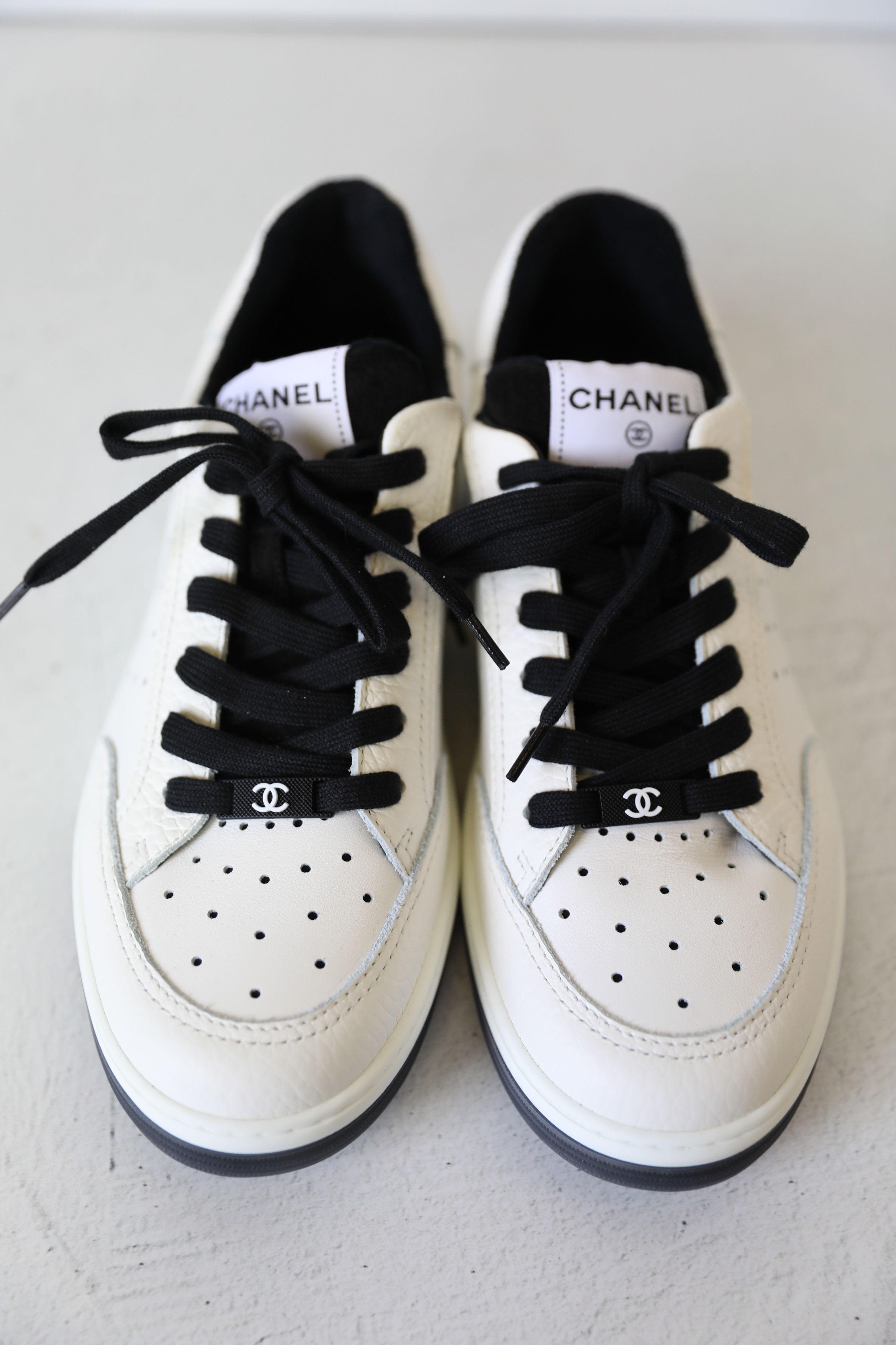 Chanel Shoes Sneakers, Black and White, Size 40, New in Box WA001