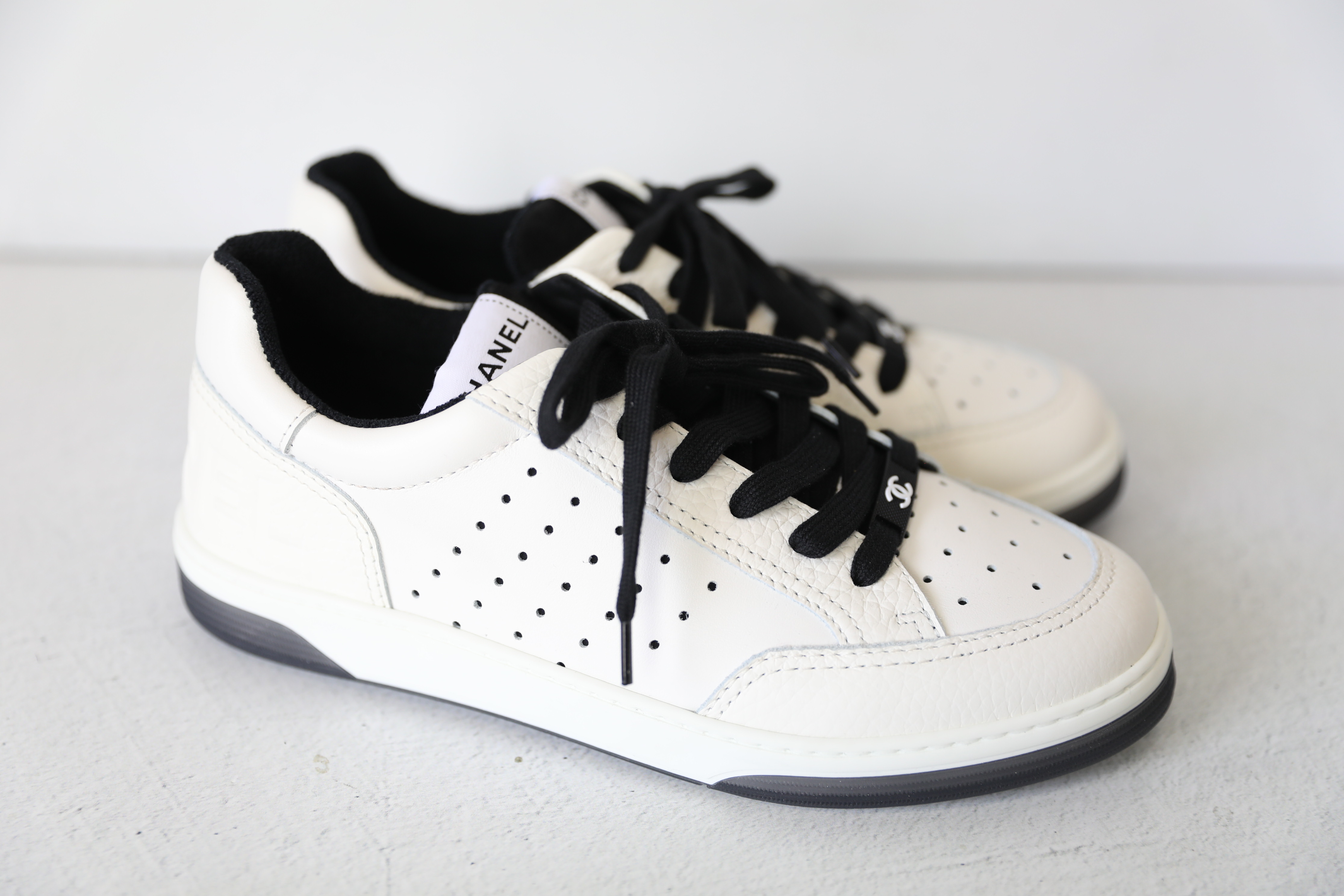 Chanel Shoes Sneakers, Black and White, Size 40, New in Box WA001