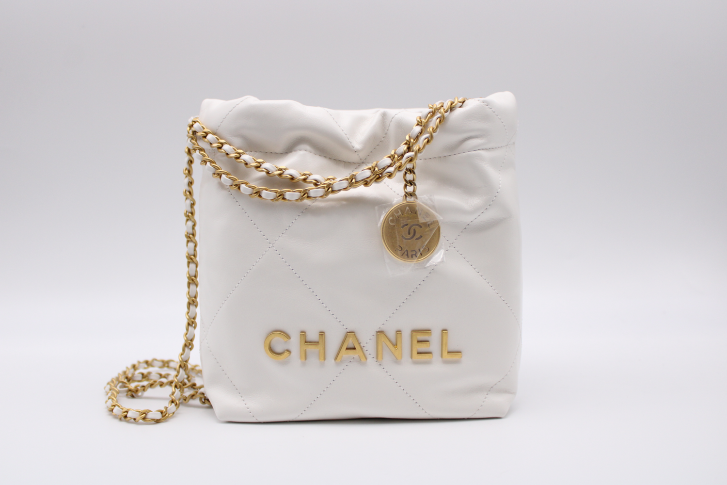Chanel 22 Mini, White with Gold Hardware, New in Box MA001 - Julia