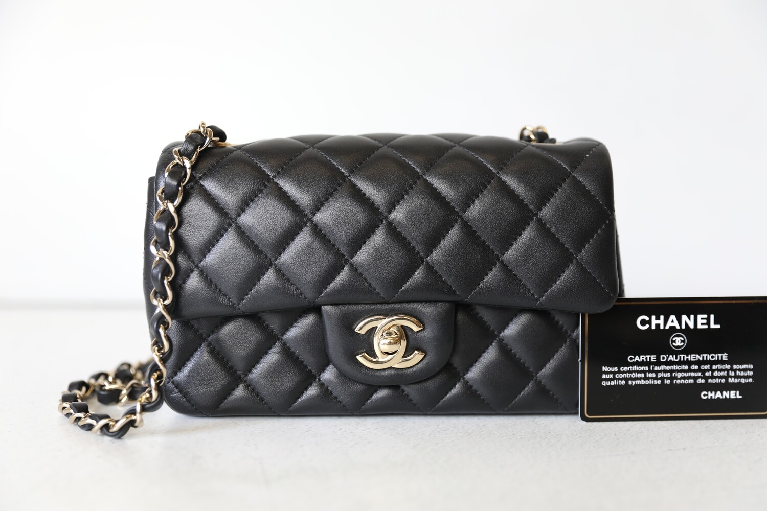 Chanel Classic Mini Rectangular, Black Lambskin with Gold Hardware,  Preowned in Box WA001 - Julia Rose Boston | Shop