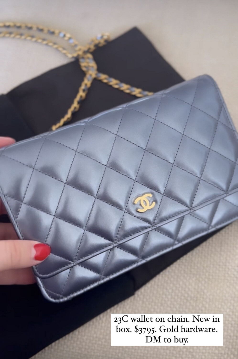 Chanel Wallet On Chain Blue Iridescent, New In Box P Julia Rose