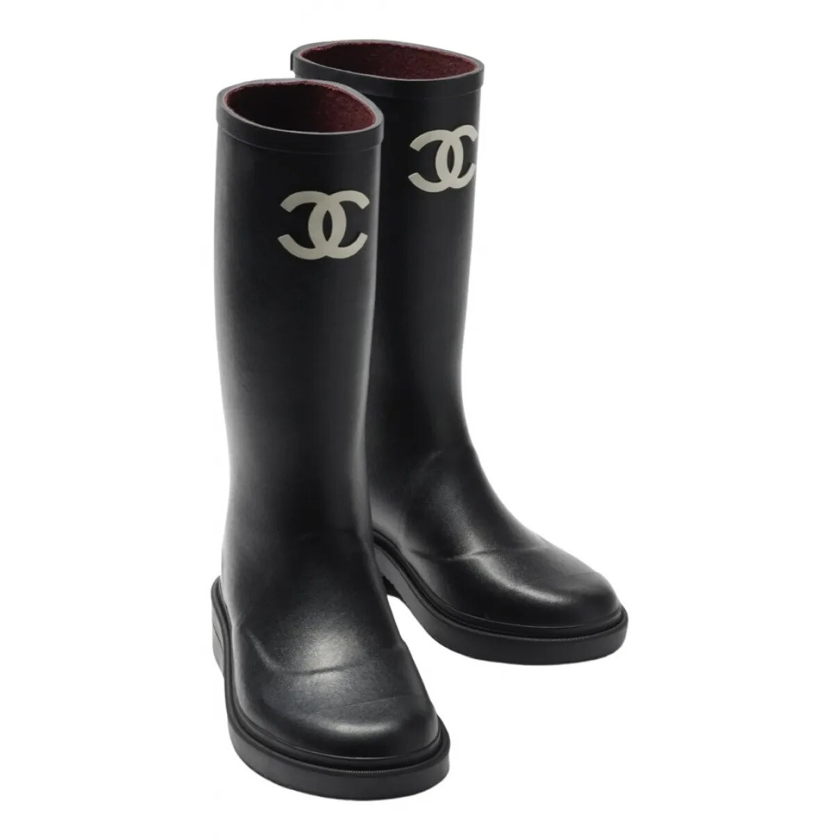 Chanel Rain Boots Wellies, Size 42 Black And White, New In Box, WA001