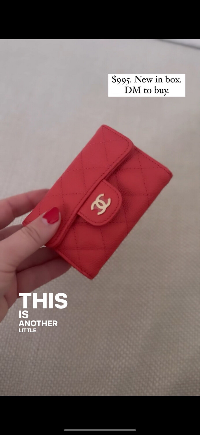 Chanel Slg Key Holder Bright Red Caviar Leather, Gold Hardware