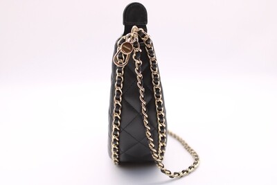 Chanel Small Hobo Bag, Black Lambskin Leather, Gold Hardware