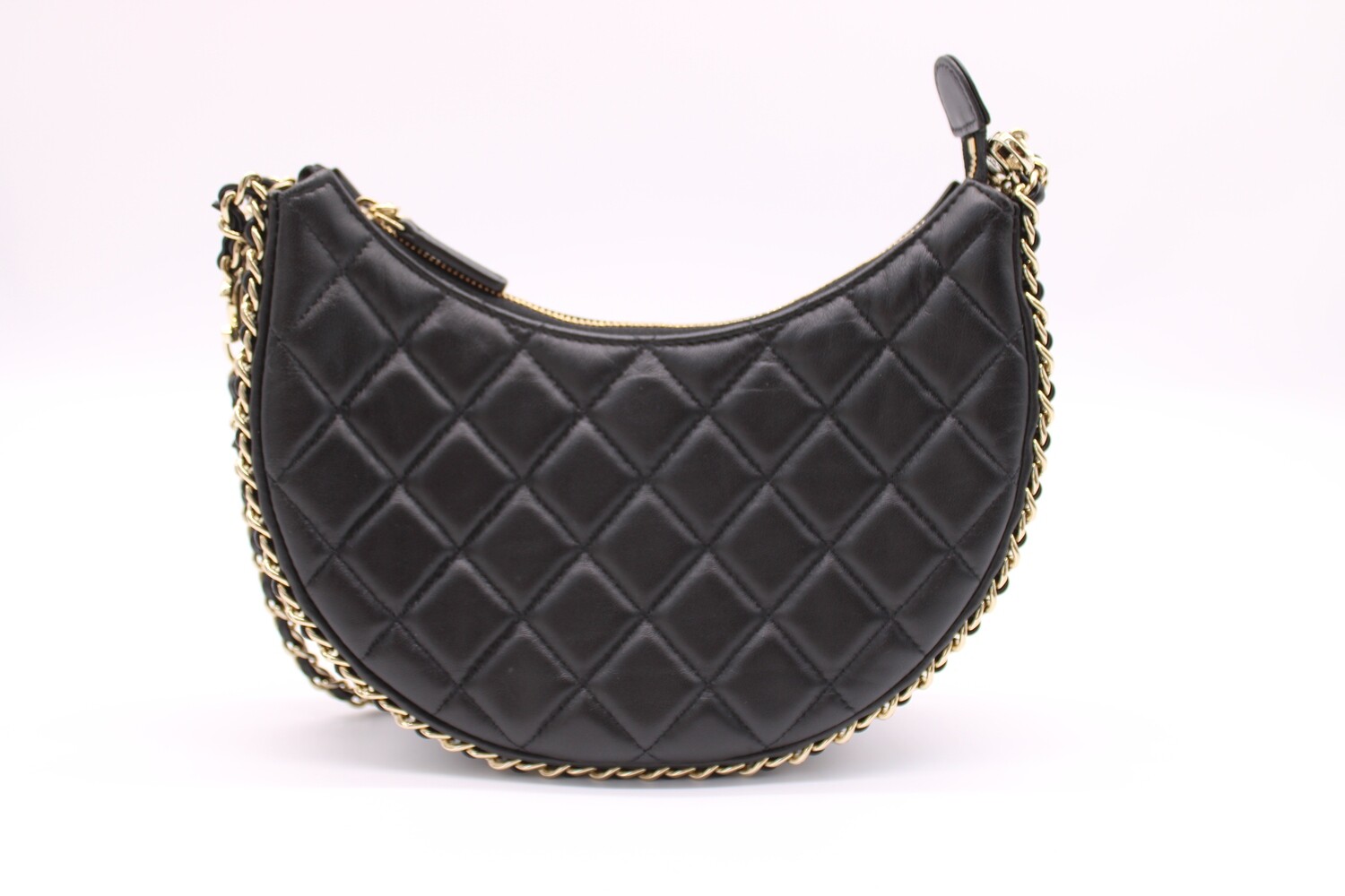 Chanel Small Hobo Bag, Black Lambskin Leather, Gold Hardware