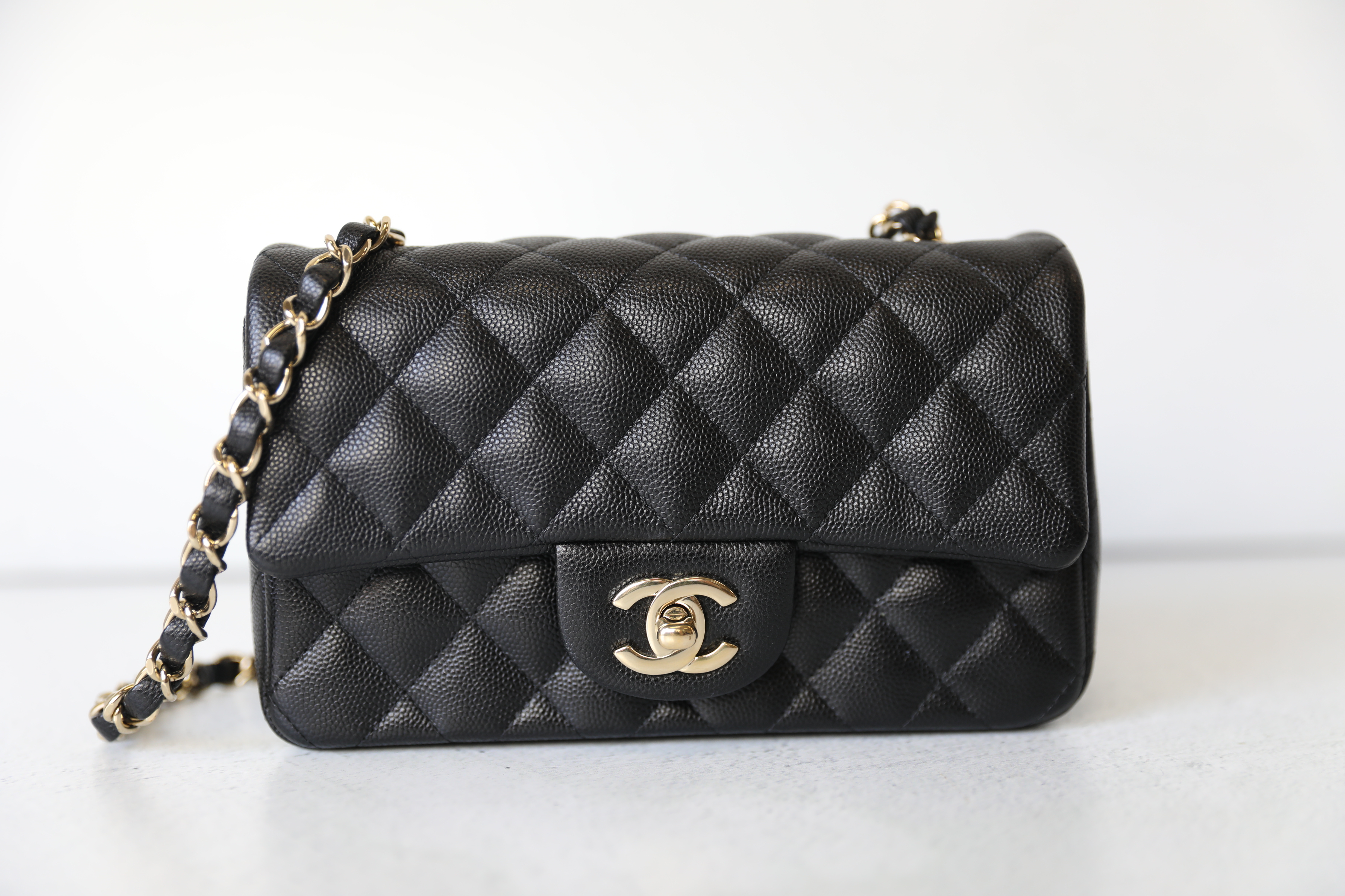 CHANEL 21C Black Lambskin Mini Flap Bag Light Gold Hw - Timeless Luxuries