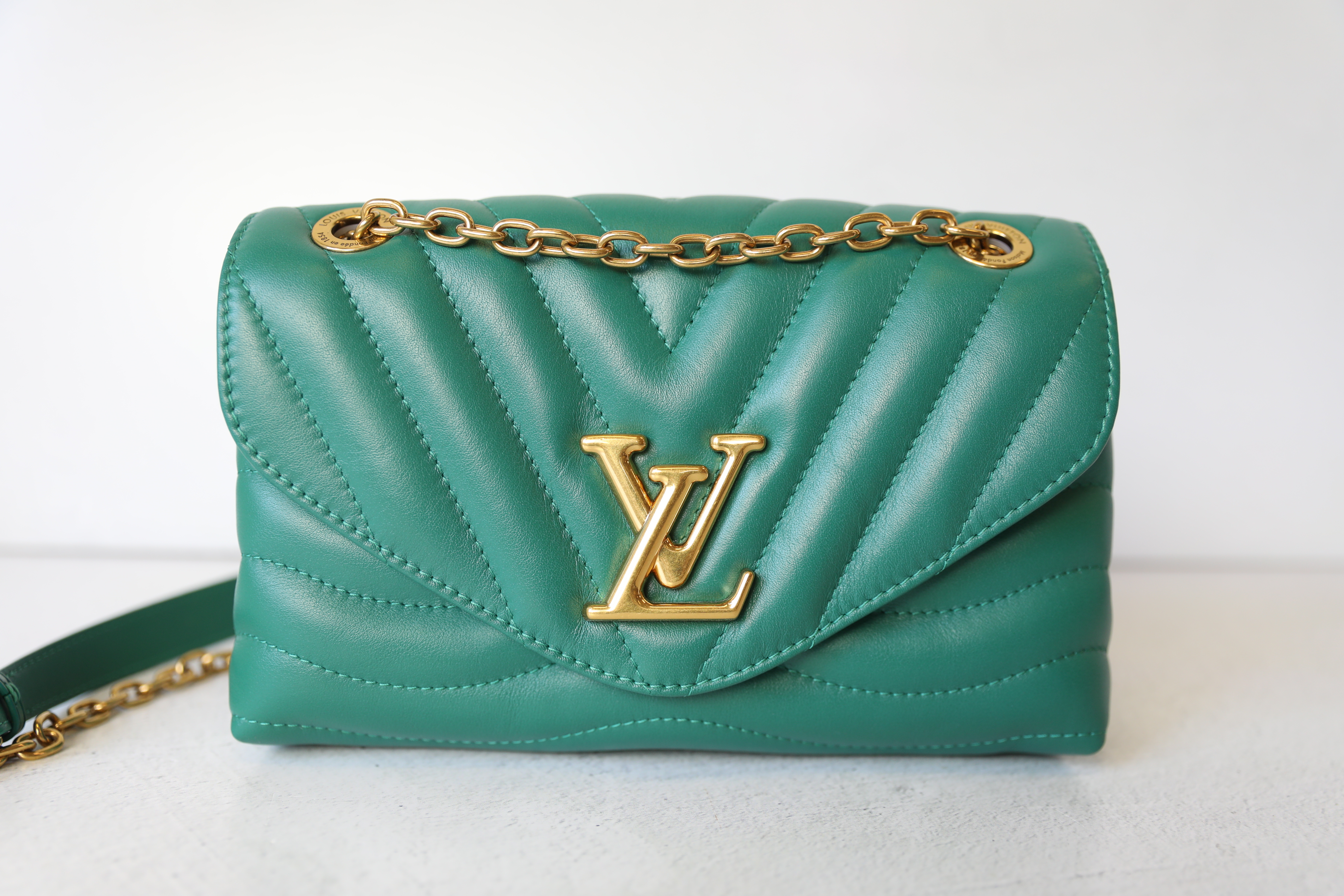 Louis Vuitton New Wave Flap MM, Teal Green, with Gold Hardware, Preowned in  Box WA001