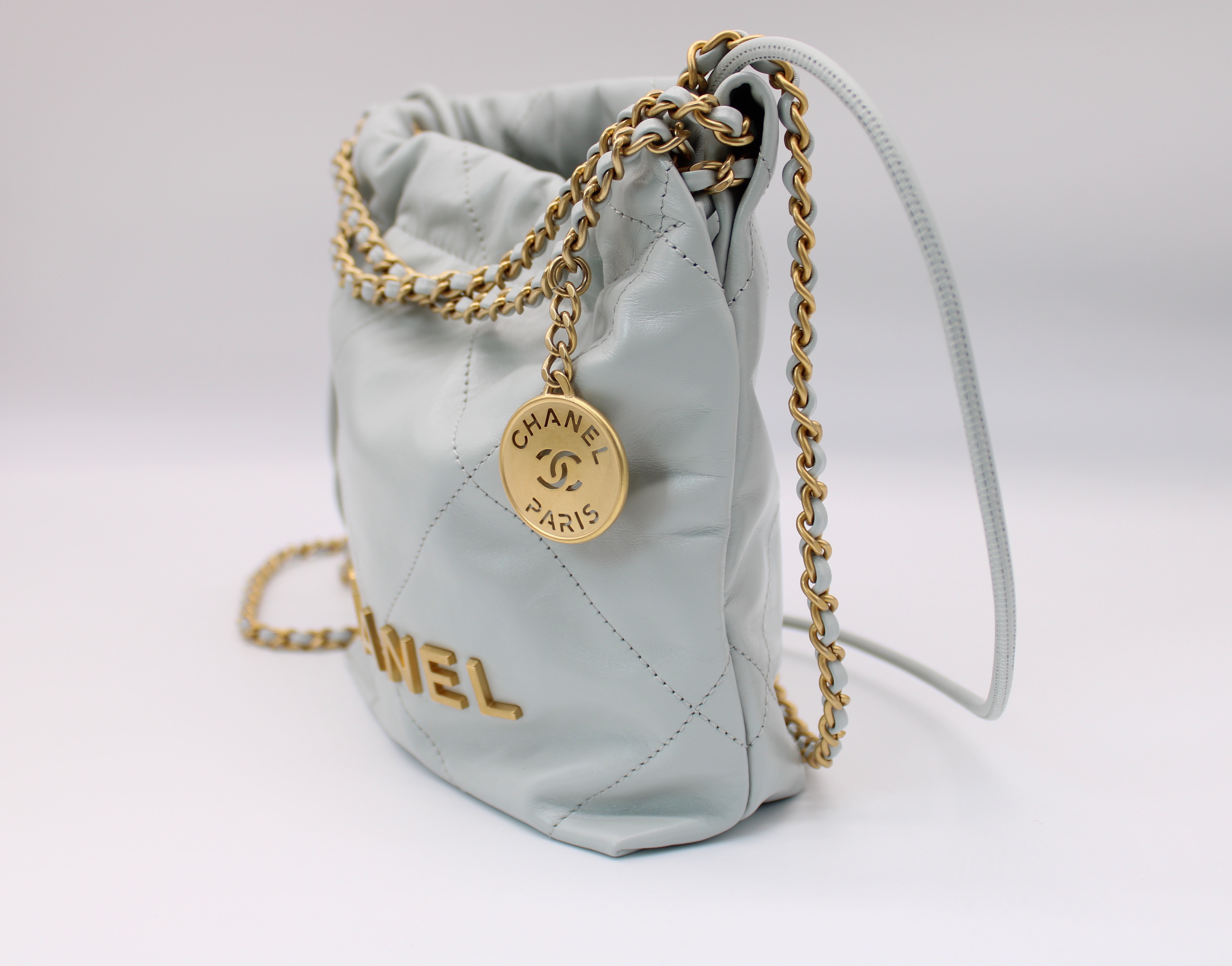 Chanel 22, Mini, Blue Leather With Gold Hardware, New in Box MA001