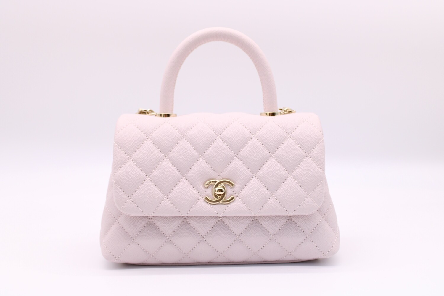 Chanel Coco Handle Small, Lilac Caviar Leather, Gold Hardware, New