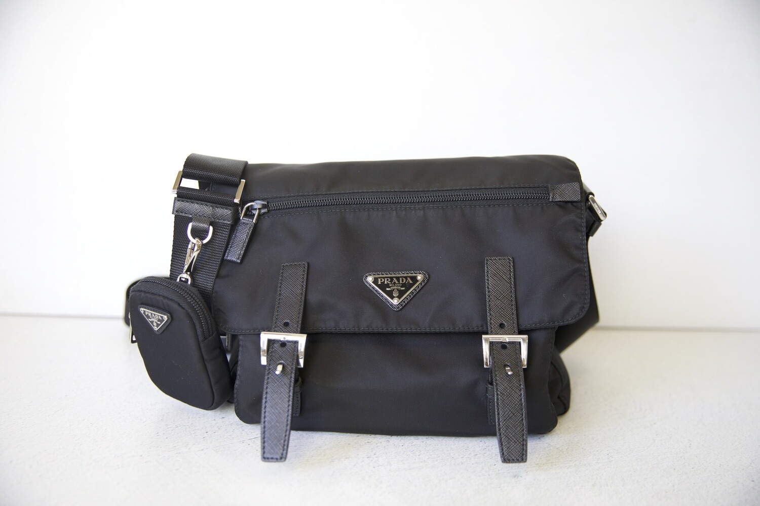 Prada Re-Nylon Messenger Bag, Black, Preowned in Box WA001 - Julia Rose  Boston