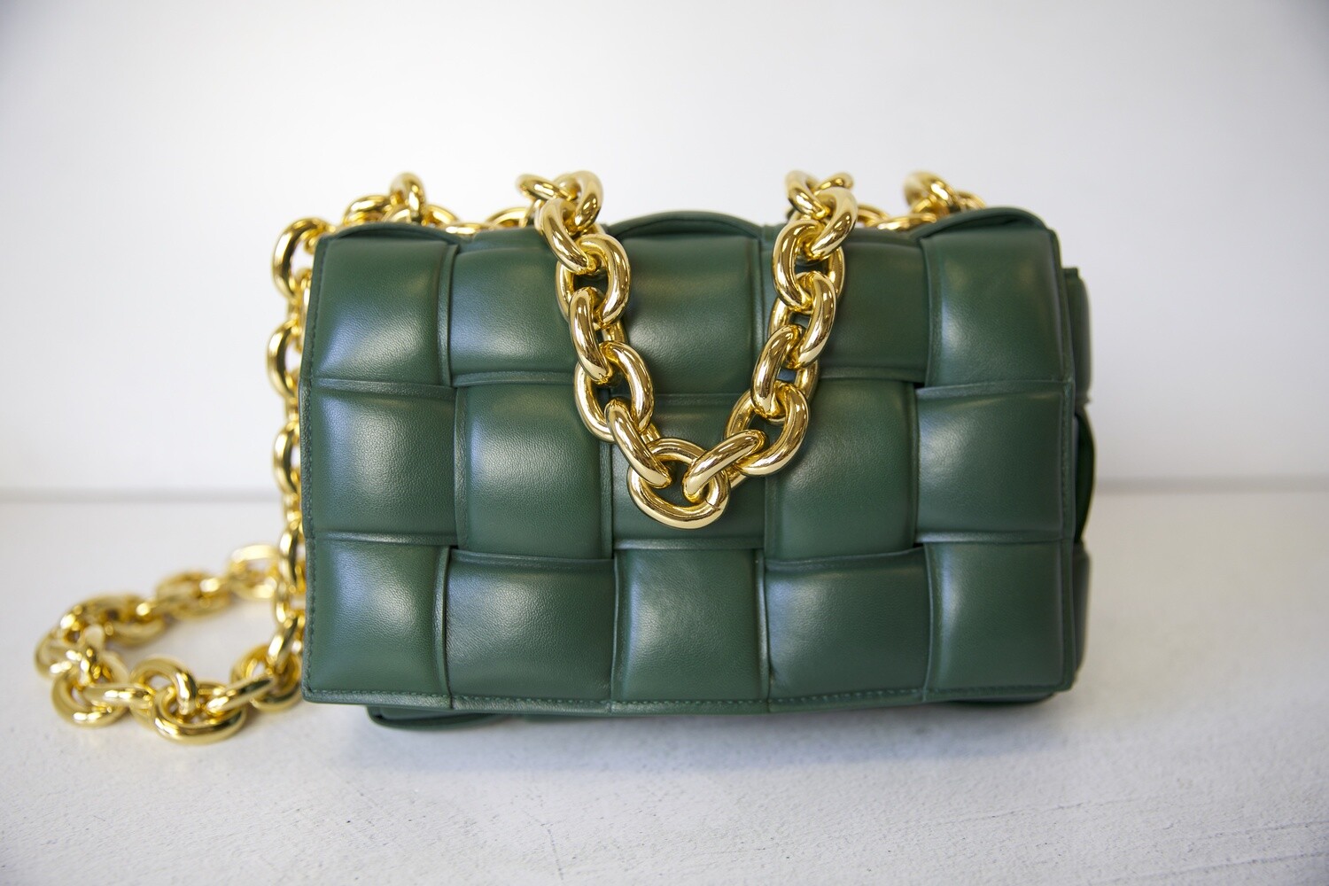 Bottega Veneta Padded Chain Cassette, Green with Gold Hardware, Preowned in  Dustbag WA001 - Julia Rose Boston