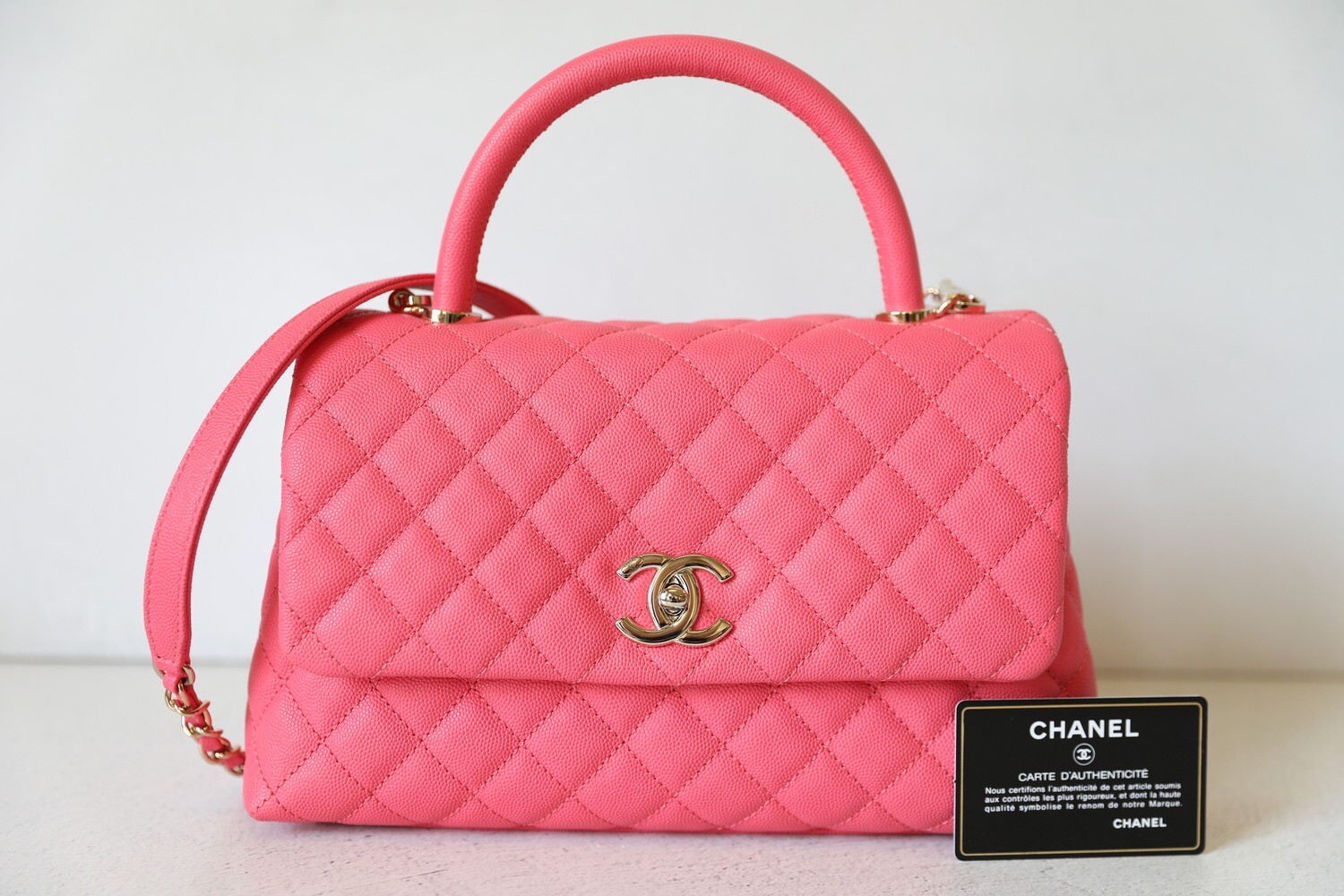 Chanel Coco Handle Mini, Coral Pink Caviar with Gold Hardware, Preowned in  Box WA001