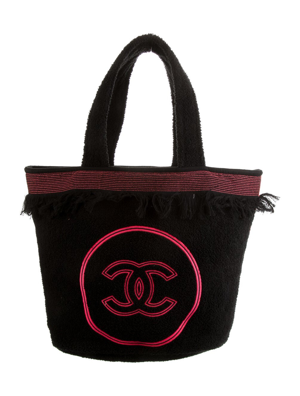 Chanel Towel Bag Black with Neon Pink, with Pouch and Towel, New MA001