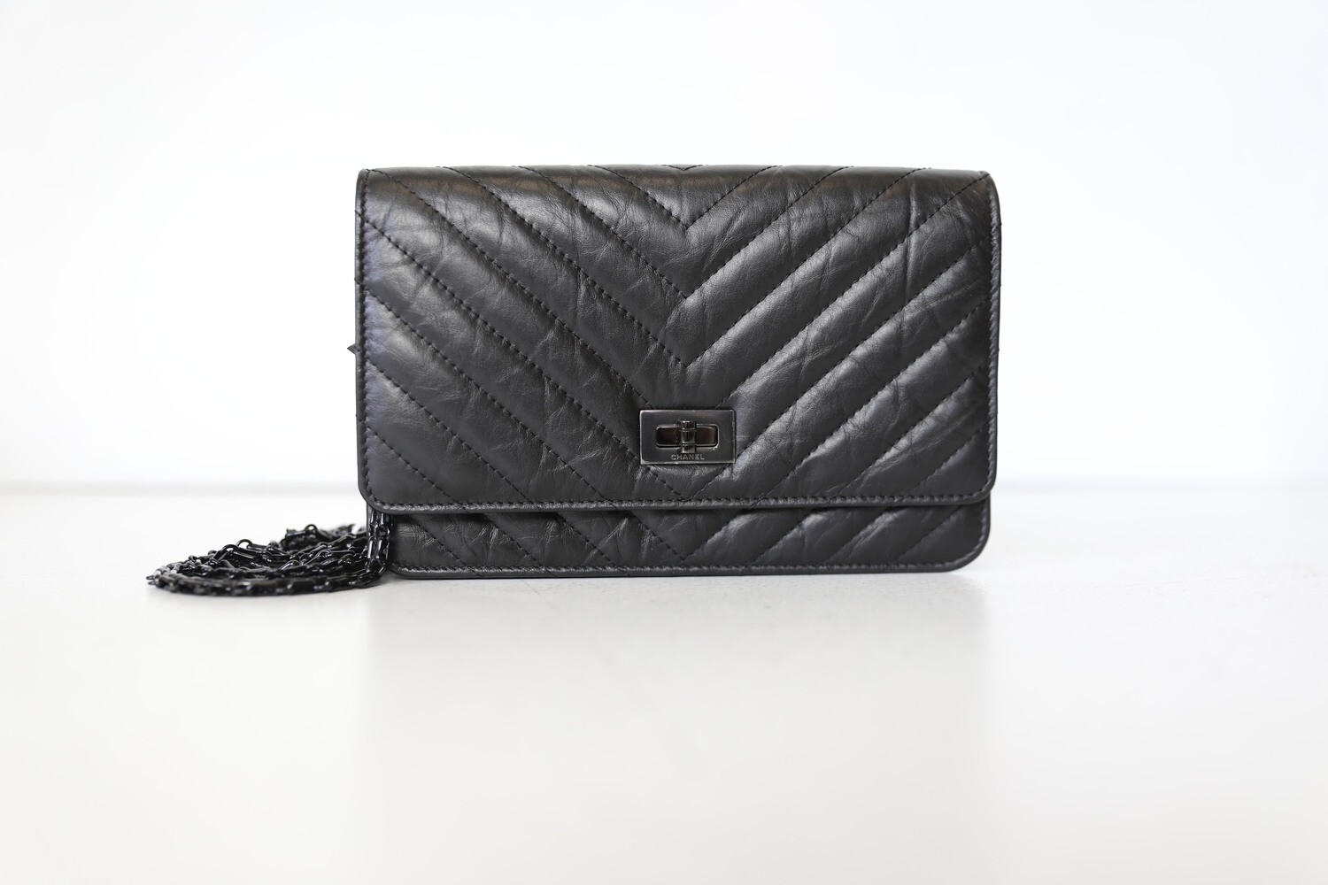 Chanel Aged Calfskin Quilted Reissue Wallet On Chain WOC Black Gold Ha –  Coco Approved Studio