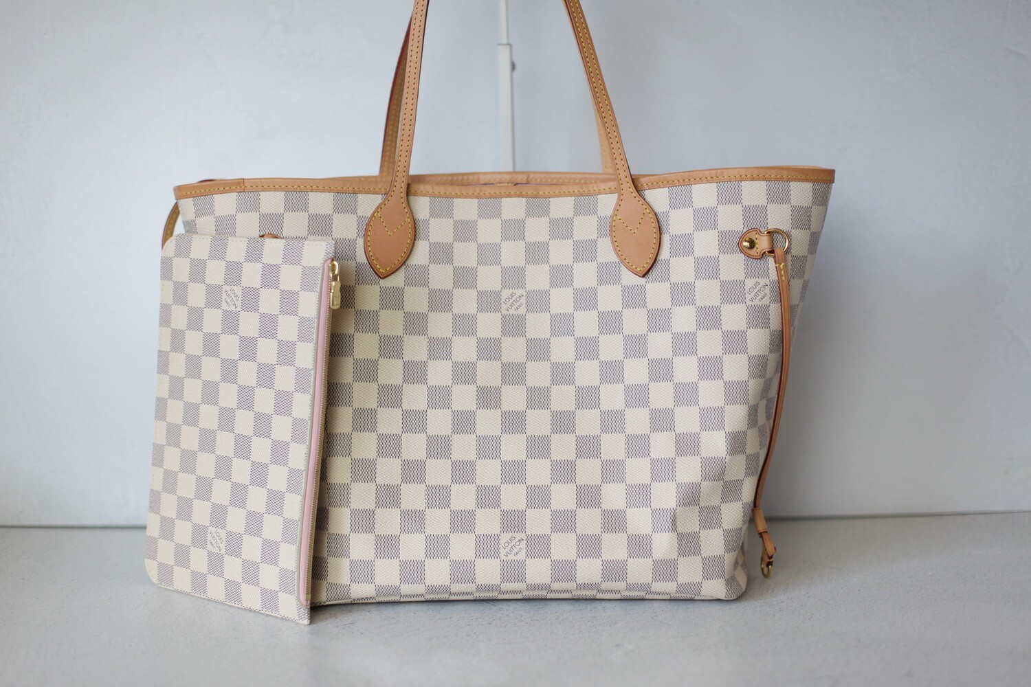 PRELOVED Louis Vuitton Damier Azur Neverfull MM Tote (Pink
