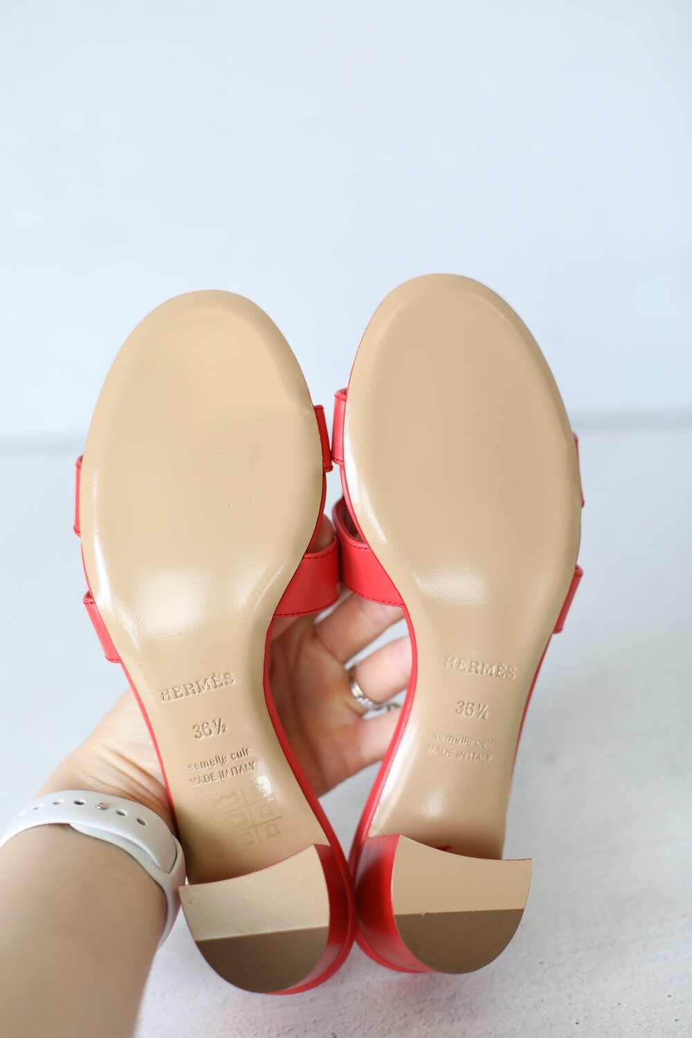 Hermes Oasis Mid Heel Slides 36.5, Red Rouge Rubis, New in Box WA001