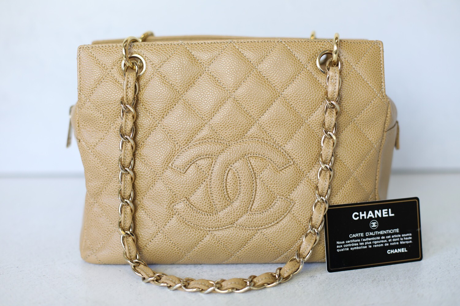 Chanel Petite Timeless Tote PTT, Beige Caviar with Gold Hardware, Preowned  in Dustbag WA001