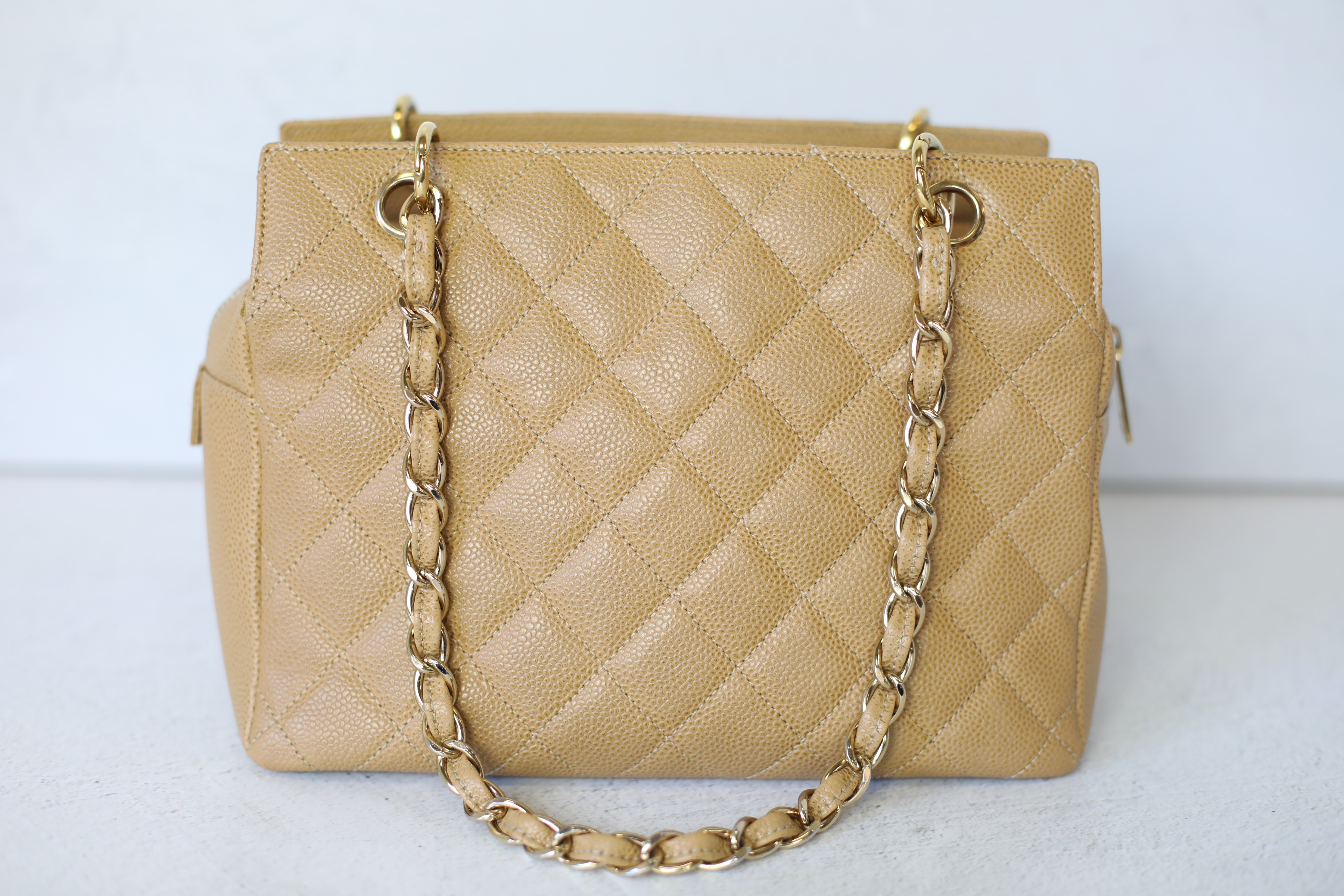 Chanel Petite Timeless Tote PTT, Beige Caviar with Gold Hardware, Preowned  in Dustbag WA001
