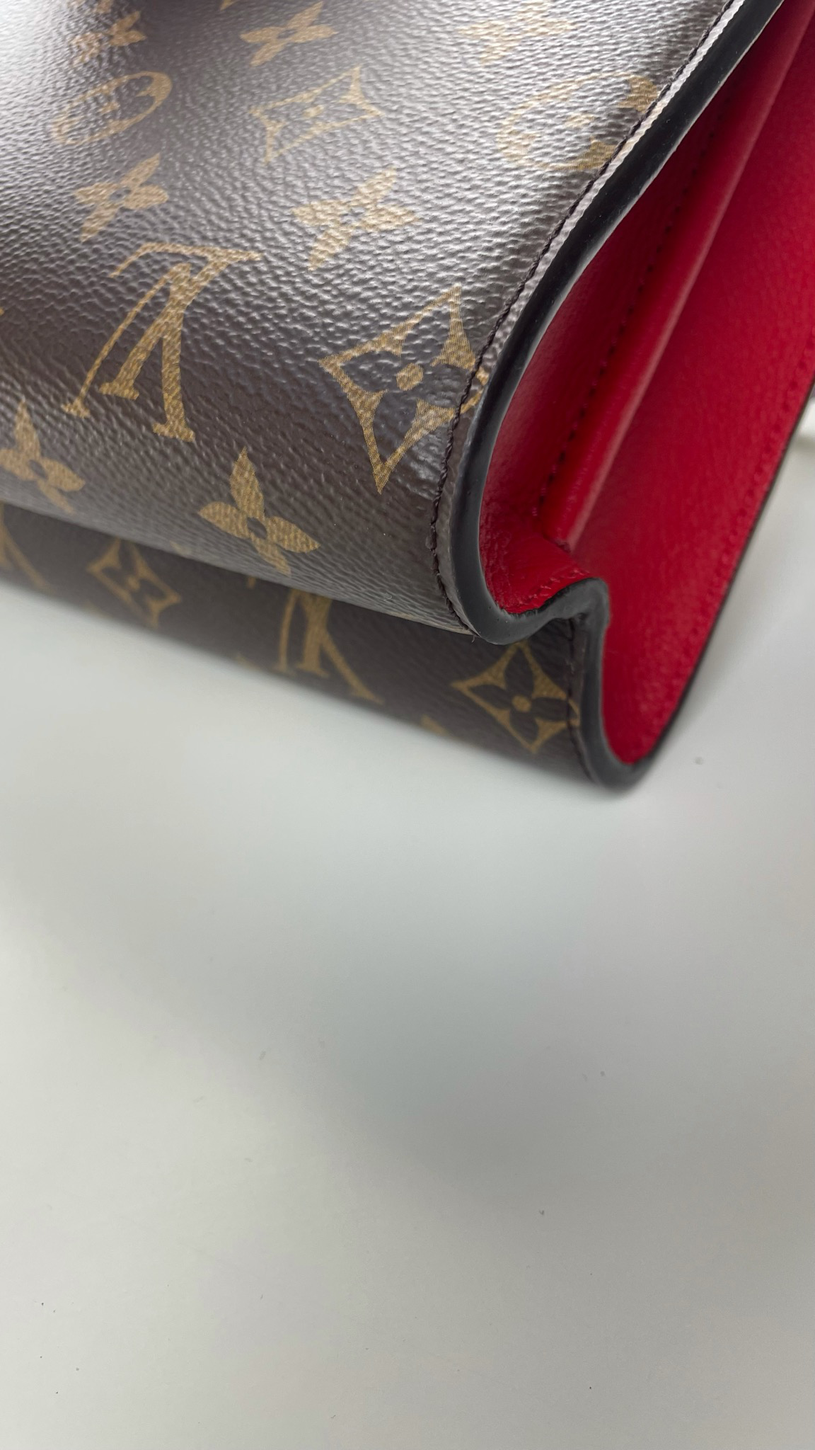 Louis Vuitton Victoire, Monogram Canvas with Cherry Red with Gold Hardware,  Preowned in Box WA001