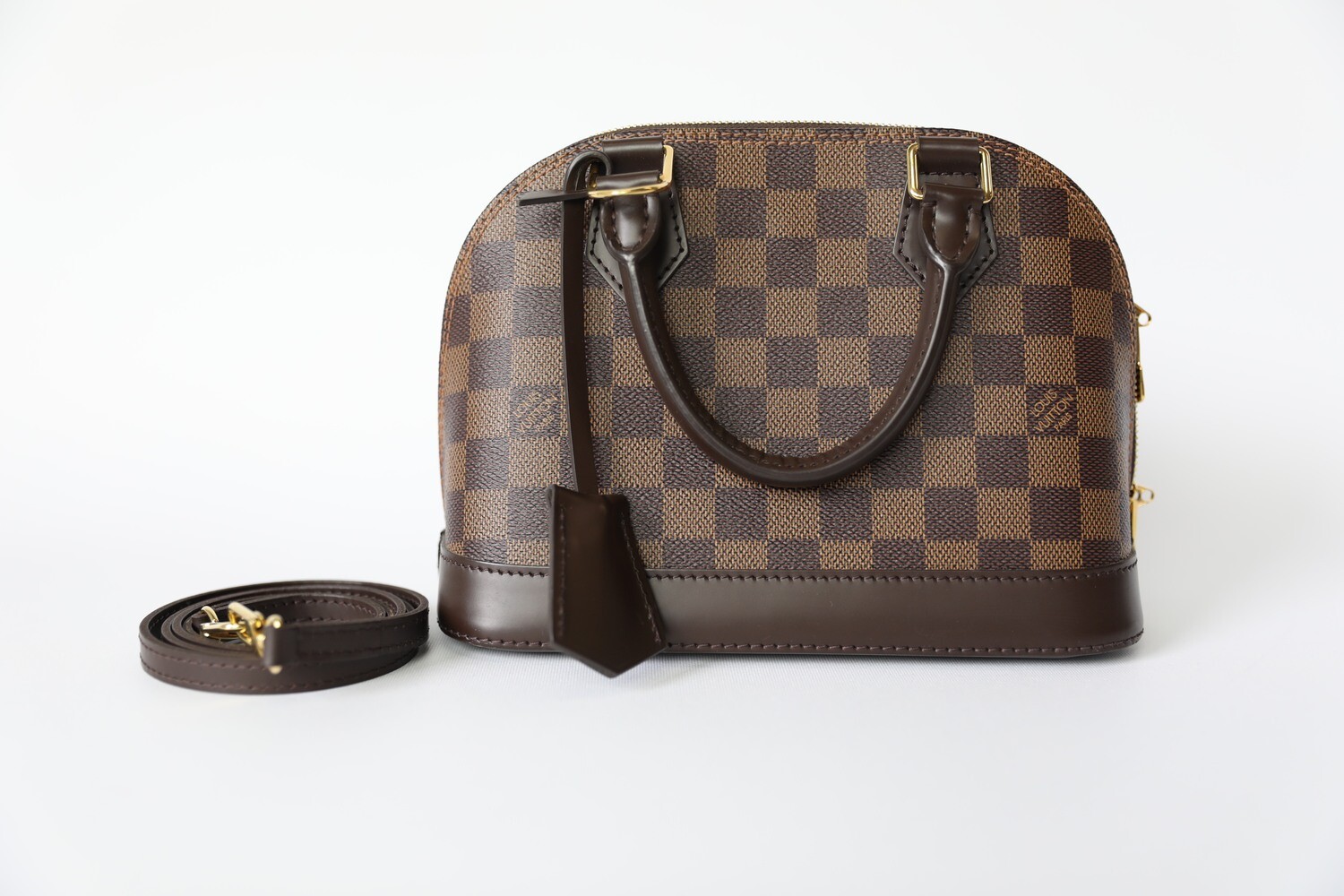 Louis Vuitton Alma Handbag BB Damier Ebene With Gold Hardware