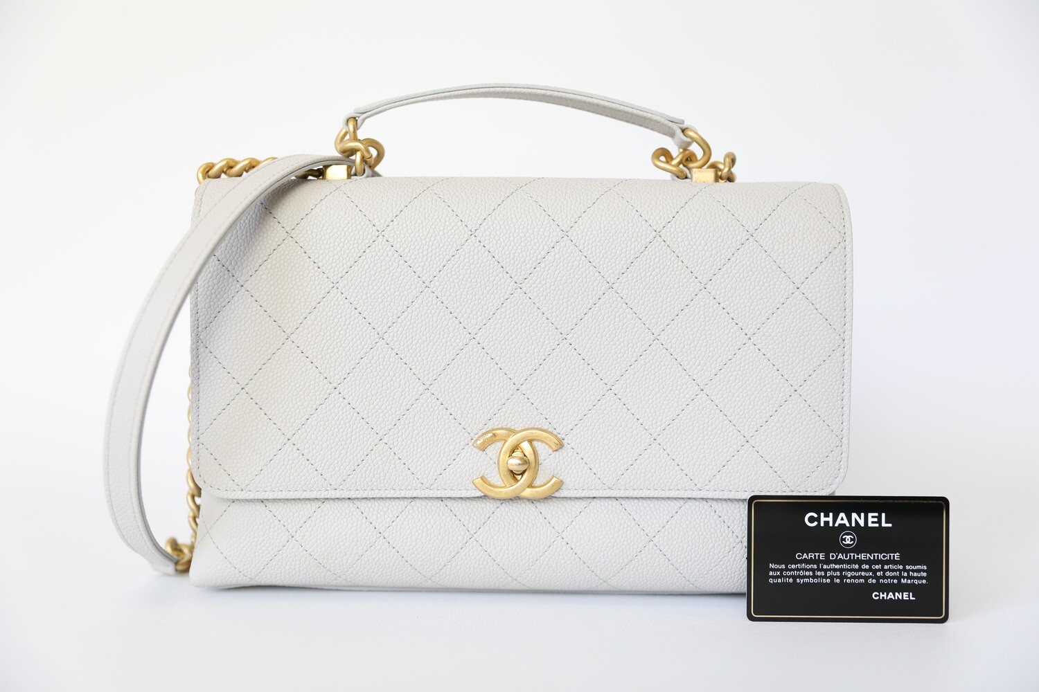 Chanel Chic Affinity Medium, Grey Caviar with Gold Hardware, Preowned in  Box WA001