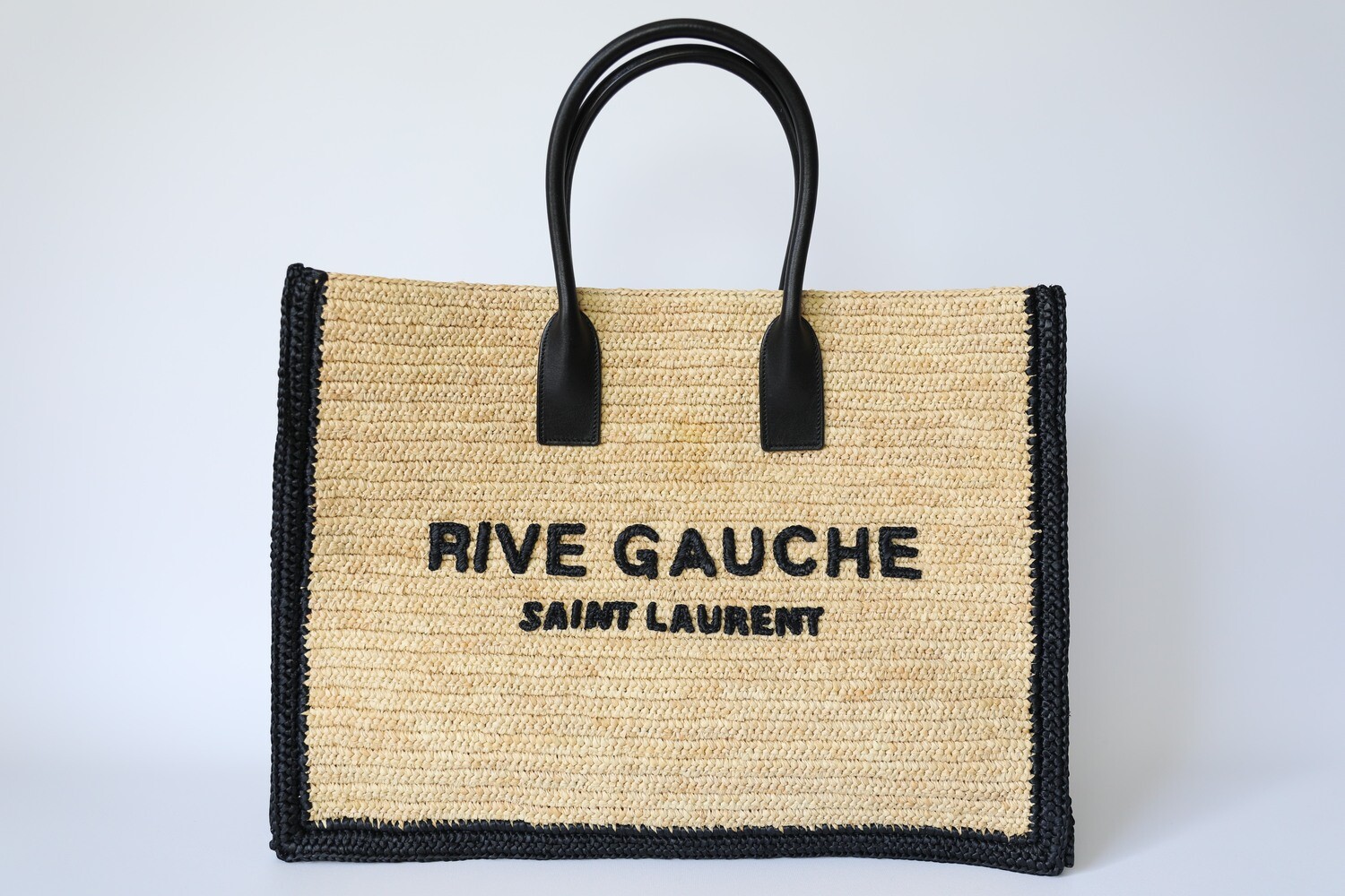 Saint Laurent Rive Gauche, Large Straw Tote Bag Preowned In Dustbag ...