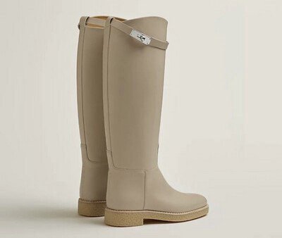 Hermes Boot Faustine, Beige, Size 38, New In Box P