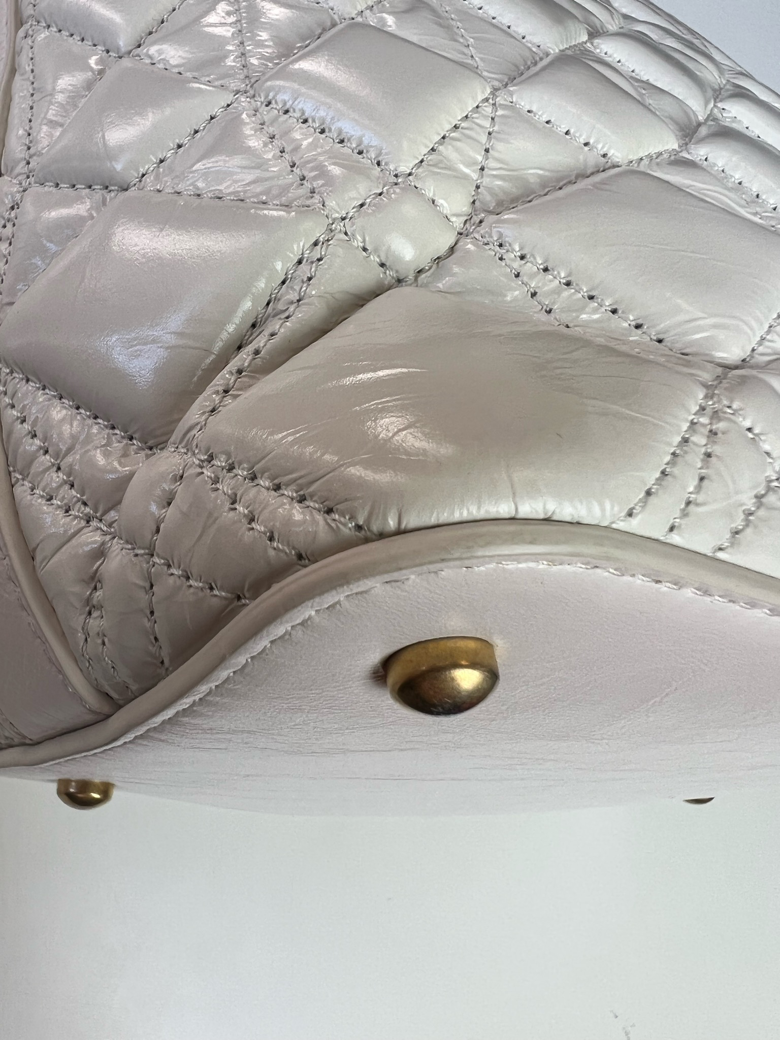 Chanel State of The Art Hobo Bag Medium, White Glazed Calfskin
