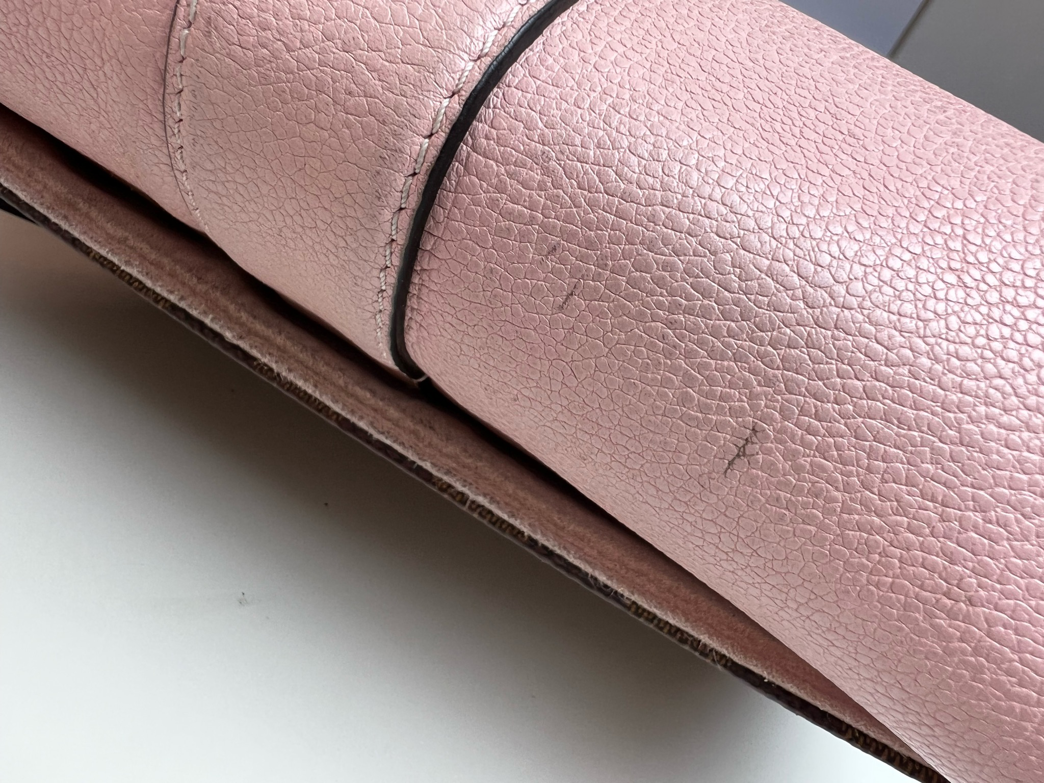 Louis Vuitton Clapton PM, Damier Ebene and Pink Leather, Preowned in Box  WA001