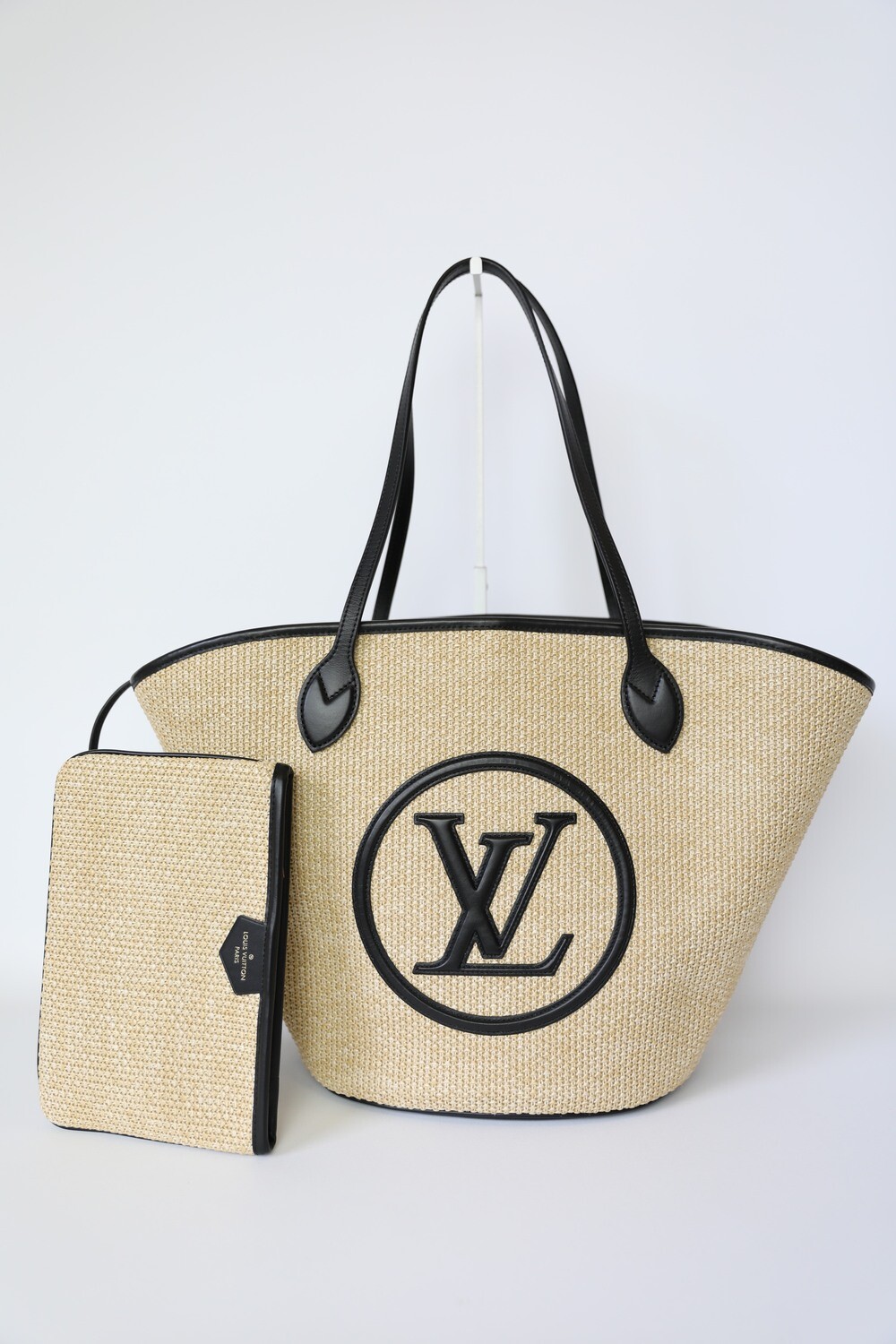 Louis Vuitton Raffia Tote Saint Jacques, Neutral With Black