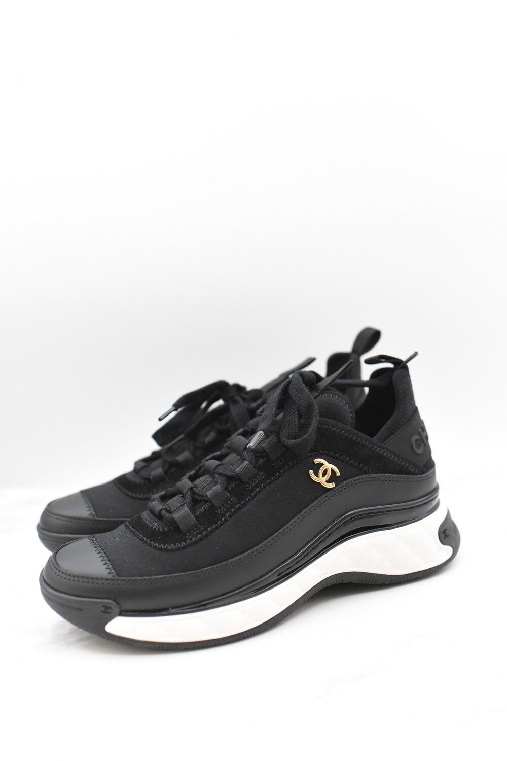 Chanel Sneakers Size 36.5, Black, New In Box GA003