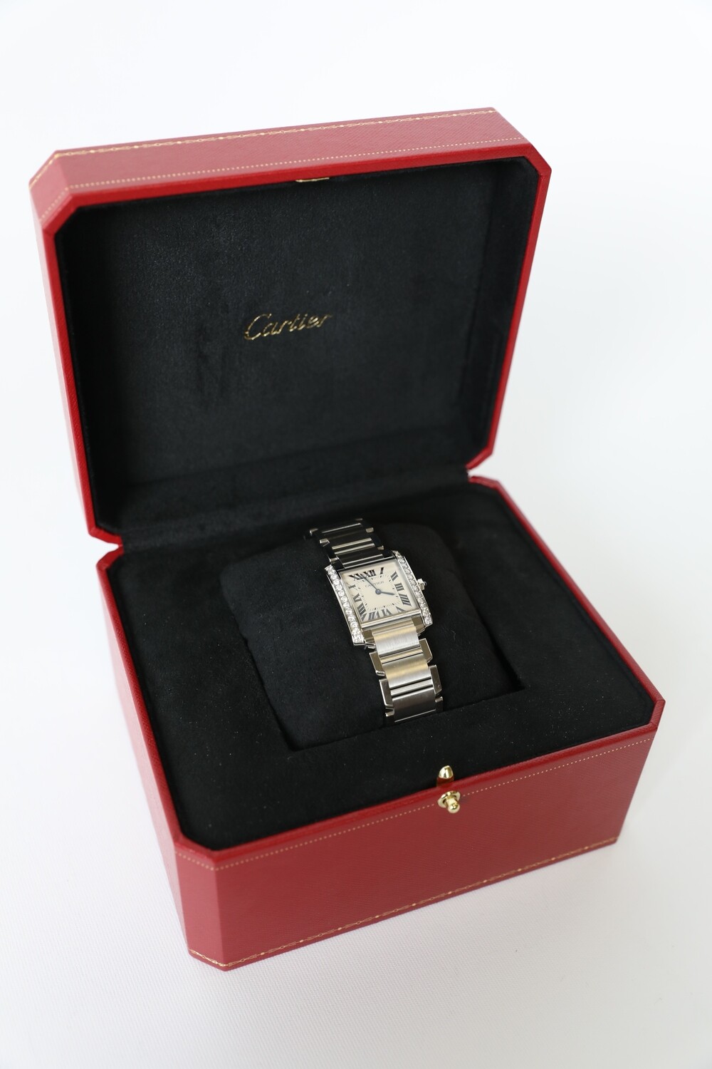 Cartier Francaise Tank Watch, Medium, Silver, Preowned in Box CMA001