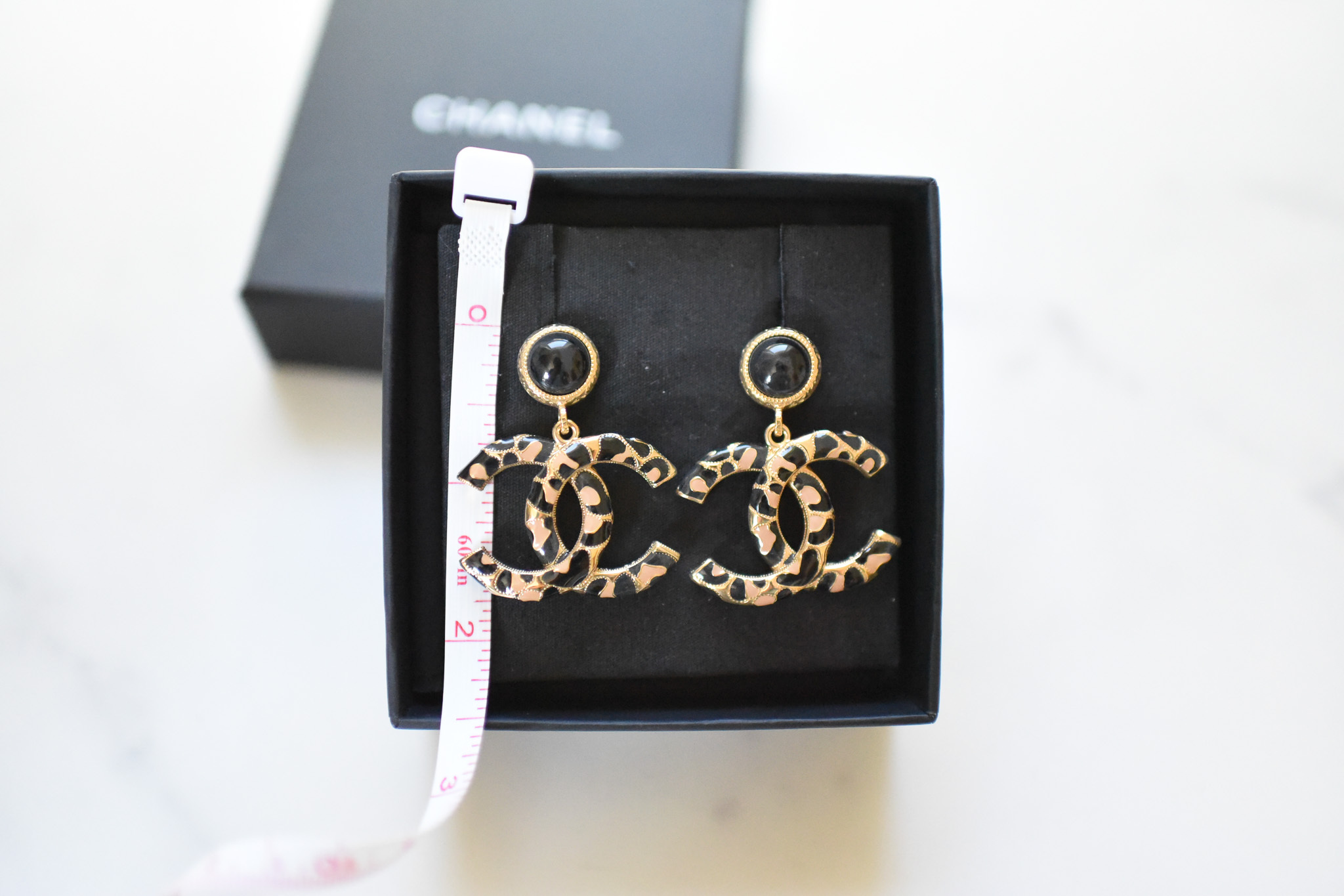 Chanel Statement CC Drop Earrings, Black and Gold, New in Box GA003
