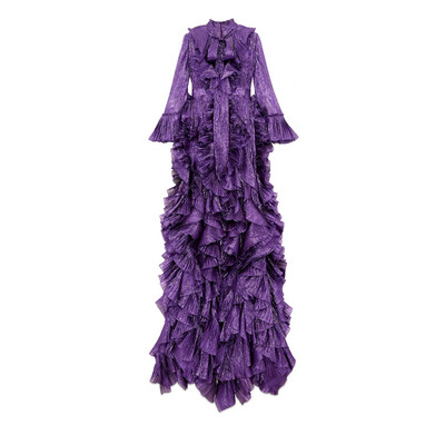 Gucci Dress Gown Purple Silk Organza Ruffle, Size 38, Preowned (Mint Condition) LO001
