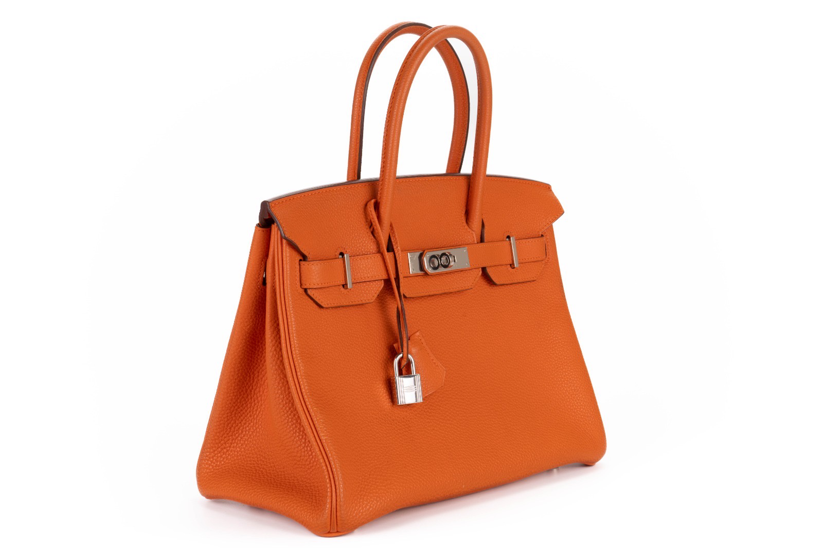 Hermes Birkin Handbag Orange Togo with Palladium Hardware 30