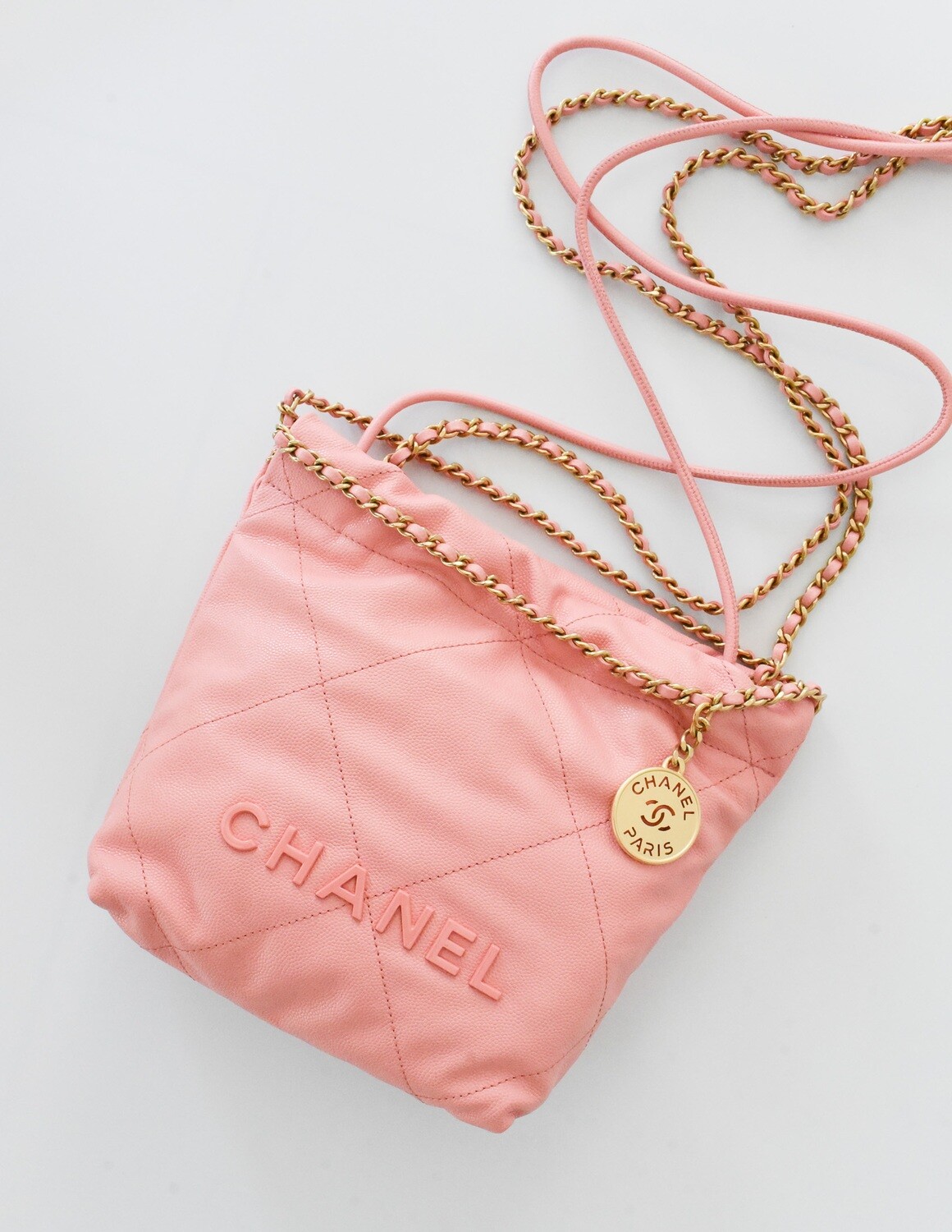 Chanel 22 Mini, Pink Caviar Leather With Gold Hardware, New in Box GA003P